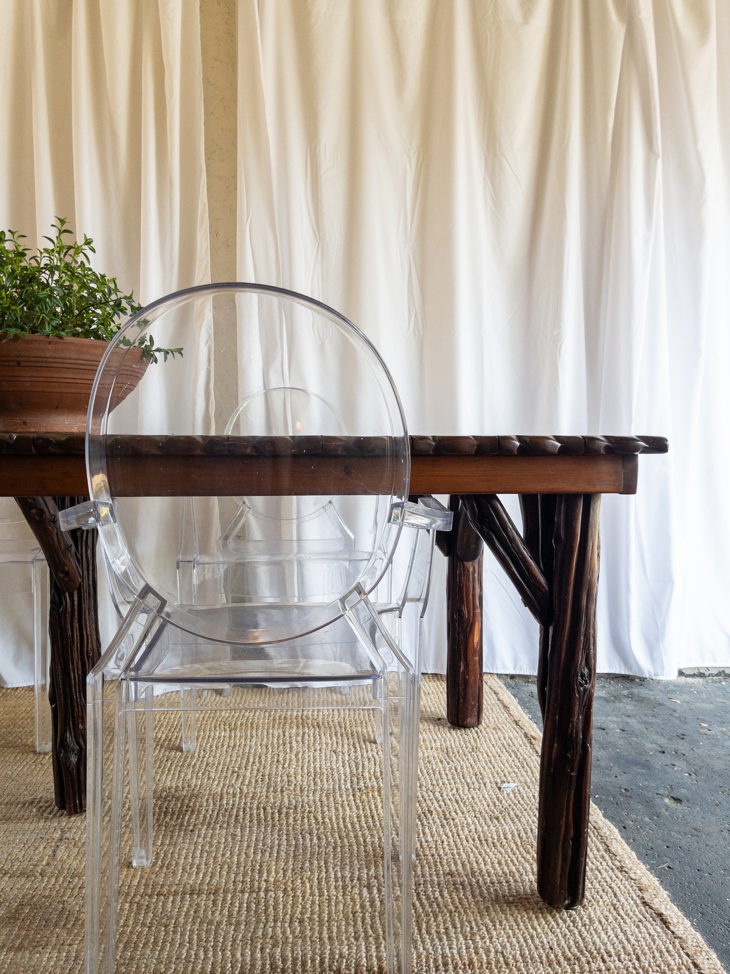 OOAK brutalist wood dining set