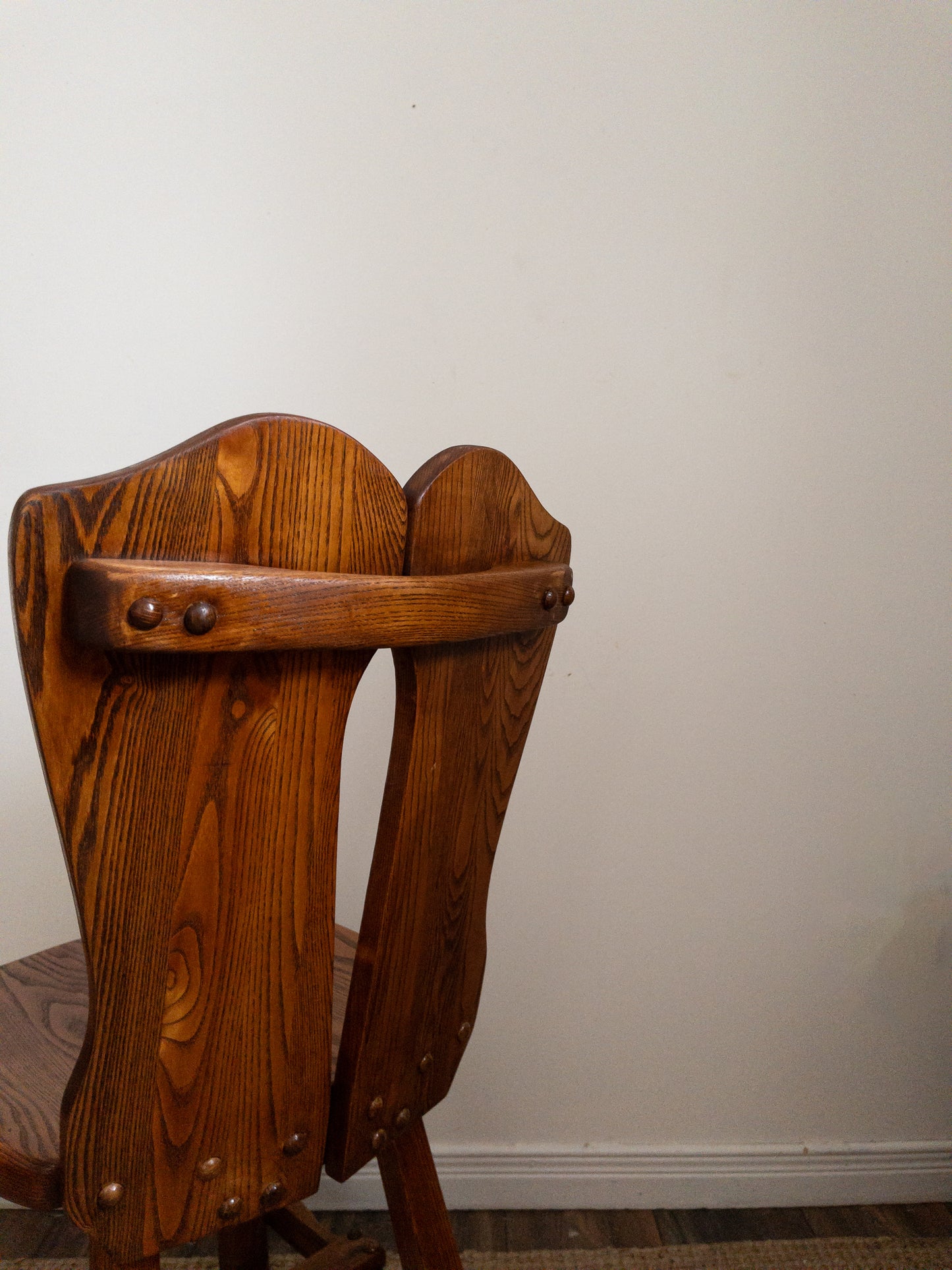 70s carved oak dining chairs