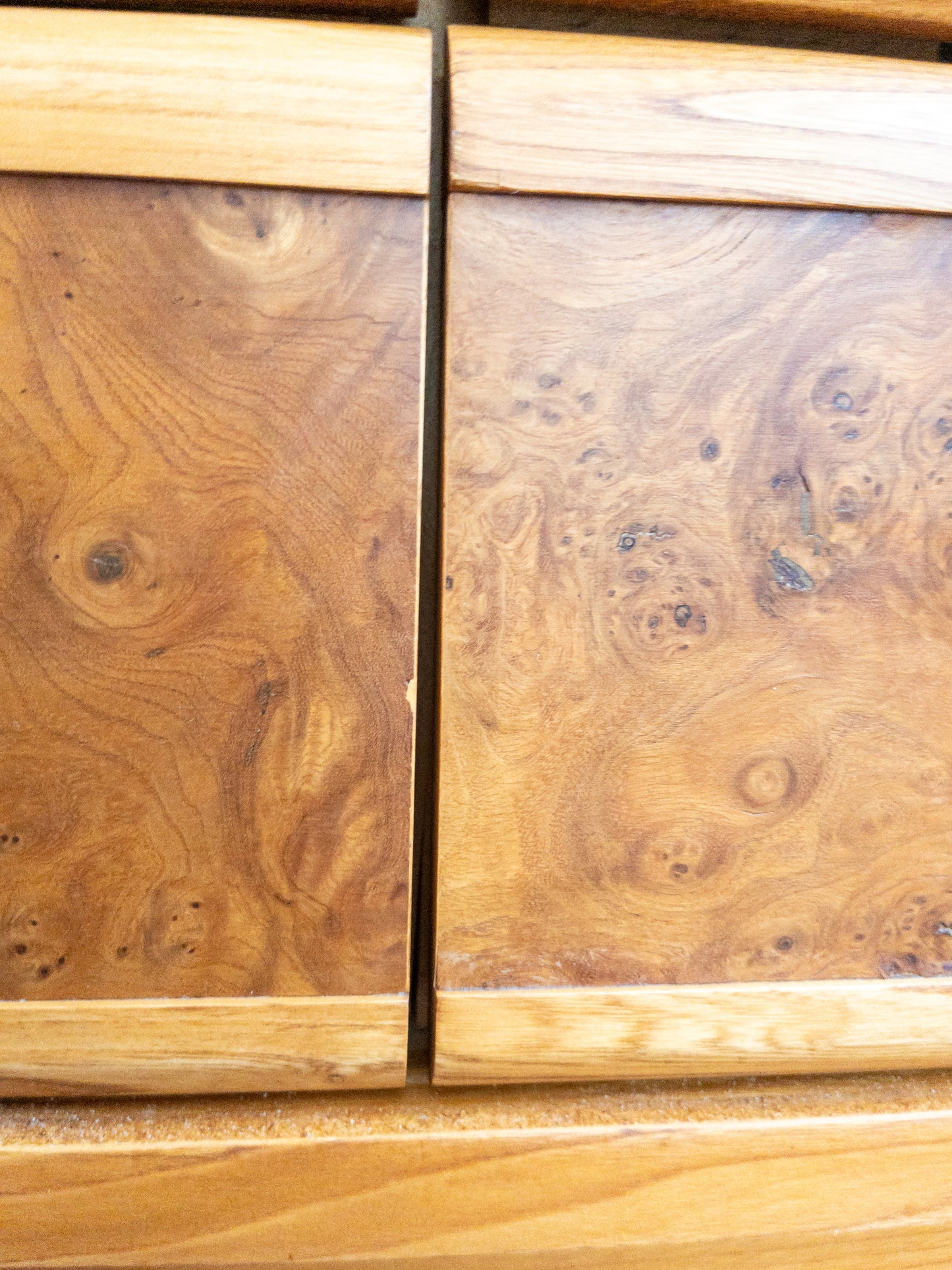 60s burl wood dresser