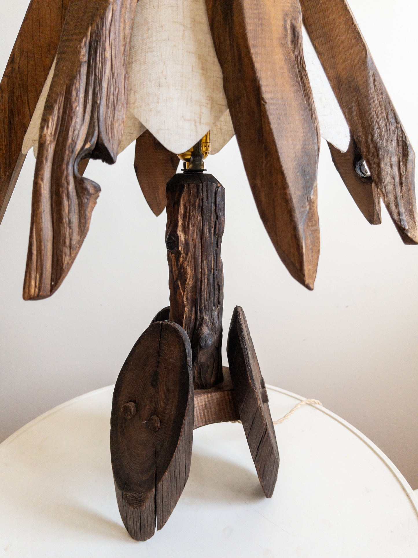 Folk art cedar lamps
