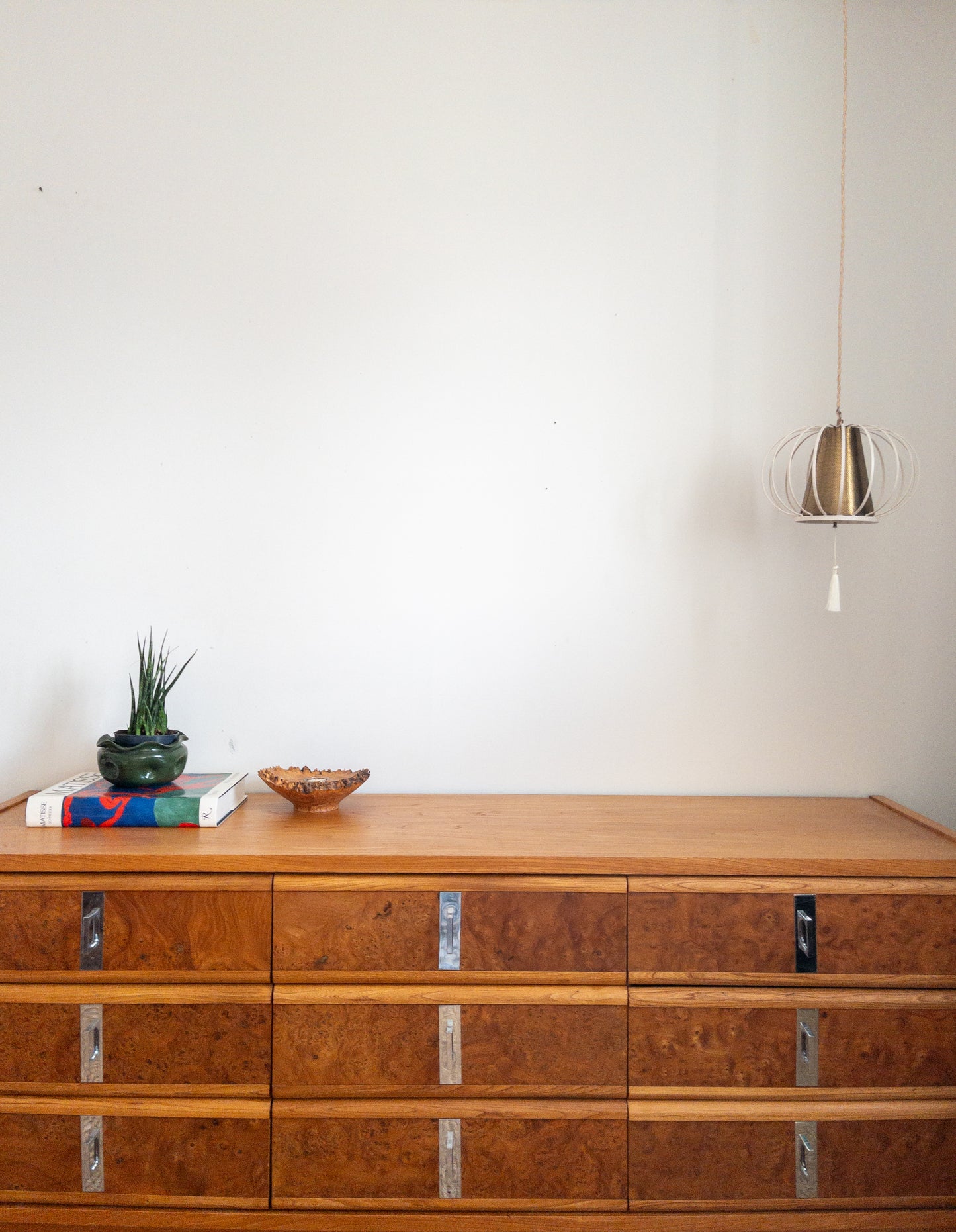 60s burl wood dresser