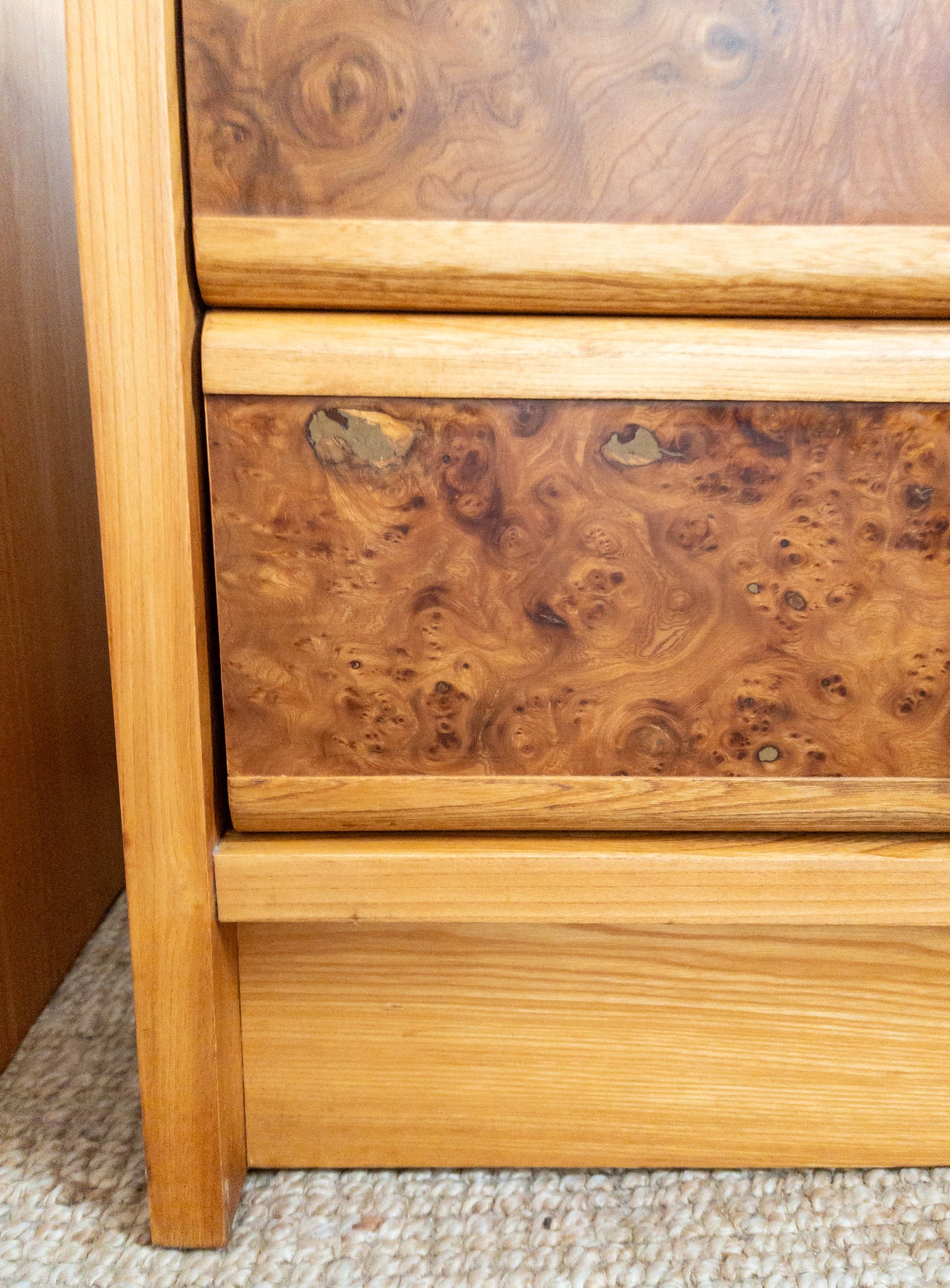 60s Burl wood bedside tables