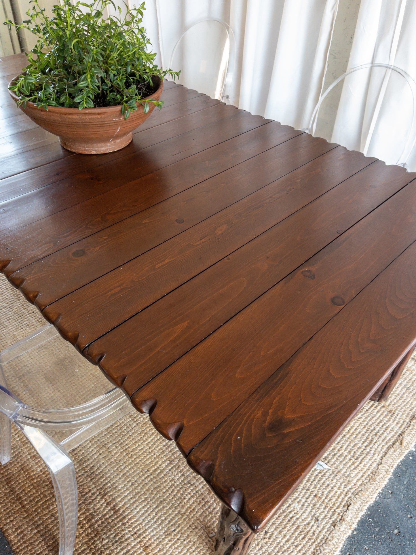 OOAK brutalist wood dining set