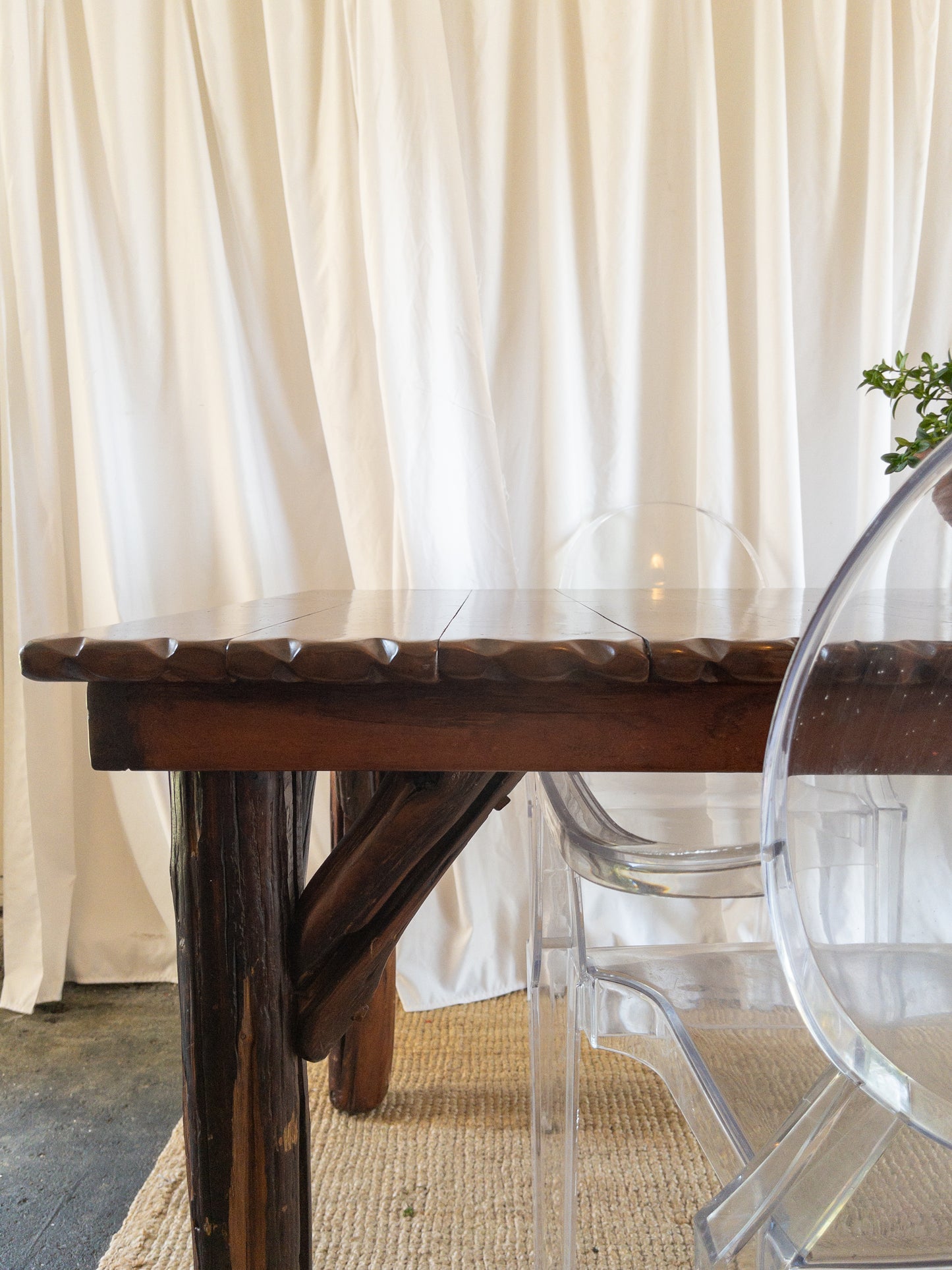 OOAK brutalist wood dining set