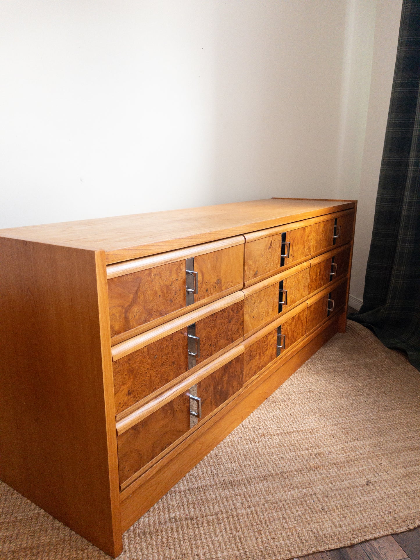 60s burl wood dresser