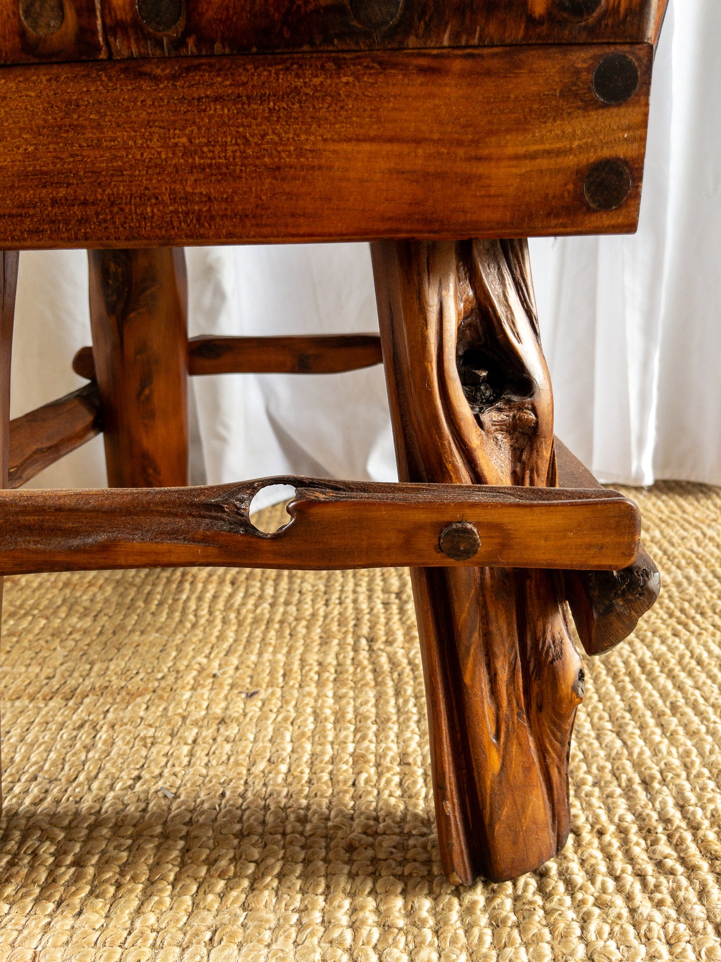 OOAK brutalist wood dining set