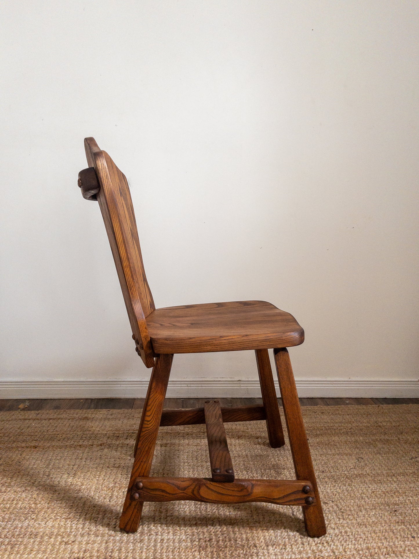 70s carved oak dining chairs