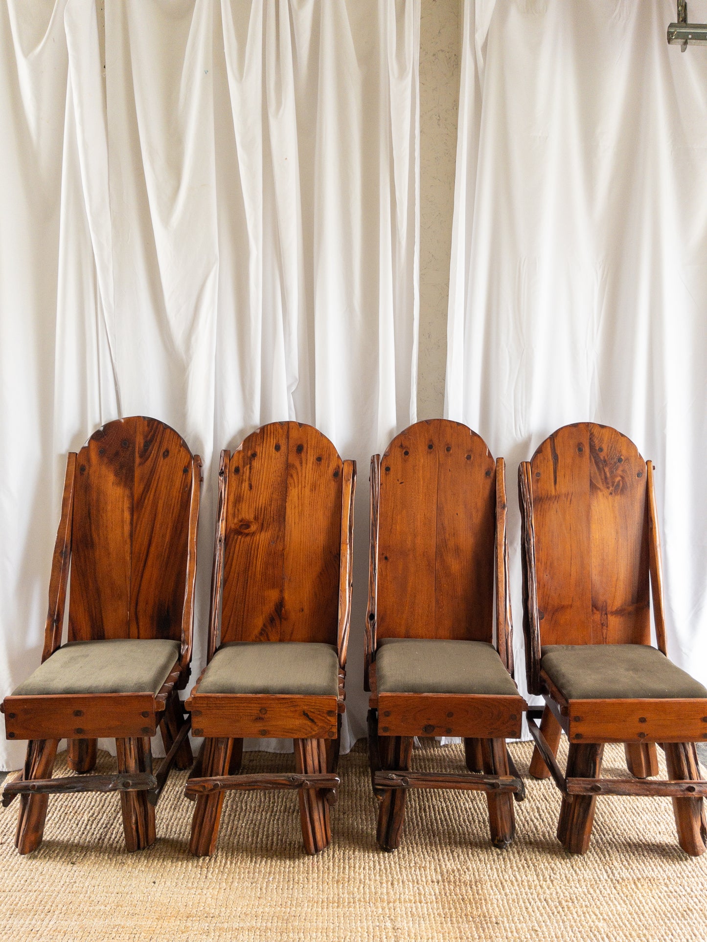 OOAK brutalist wood dining set