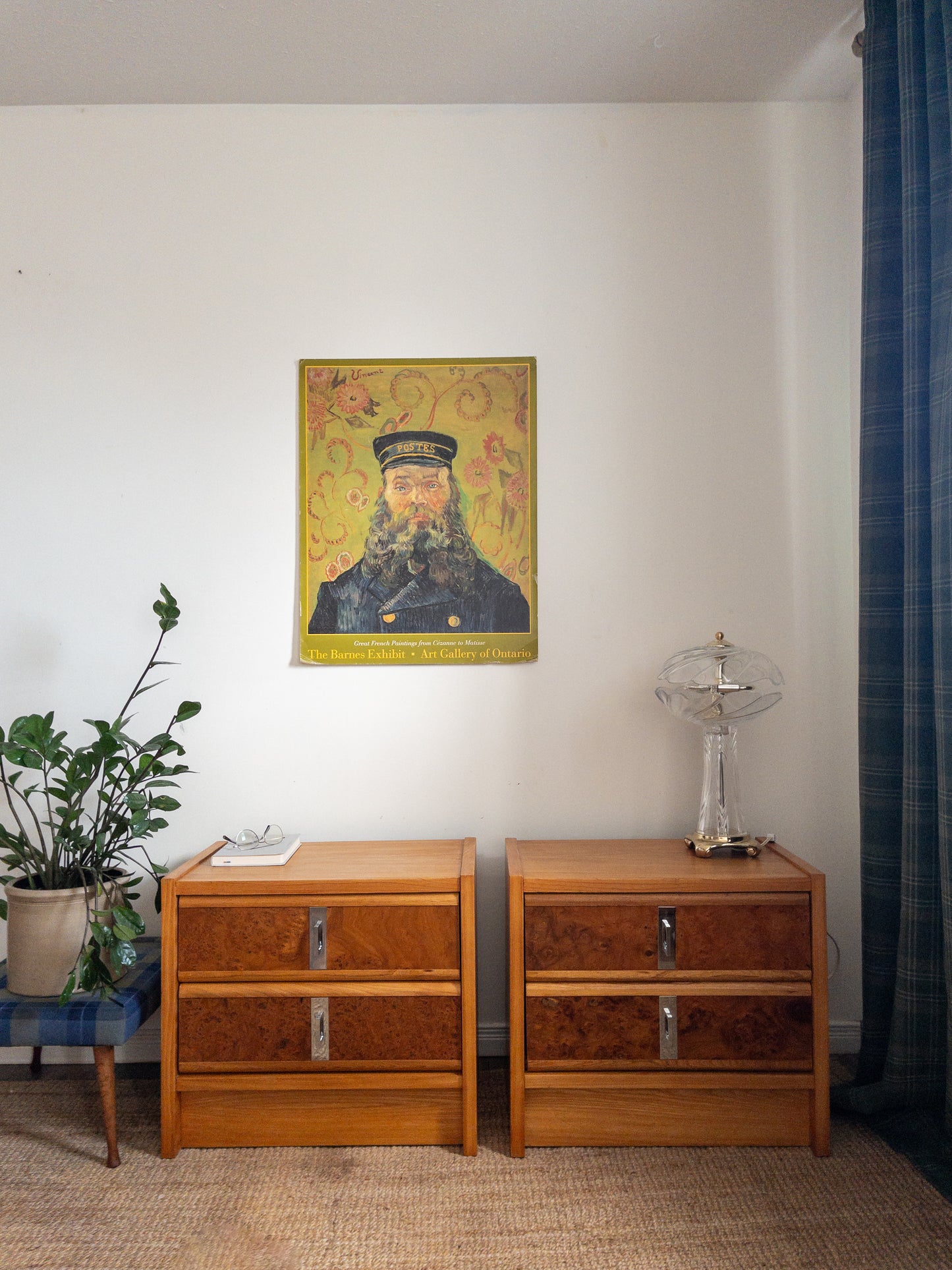 60s Burl wood bedside tables