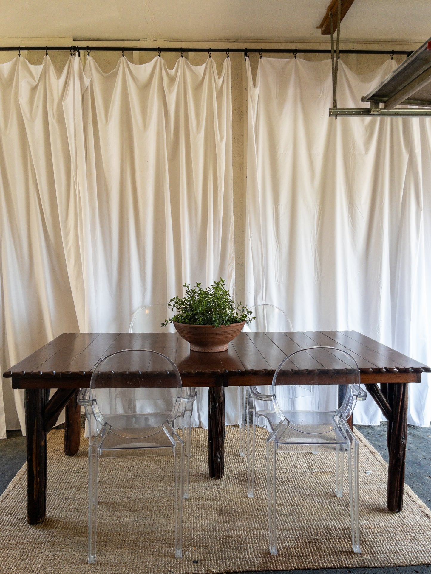 OOAK brutalist wood dining set