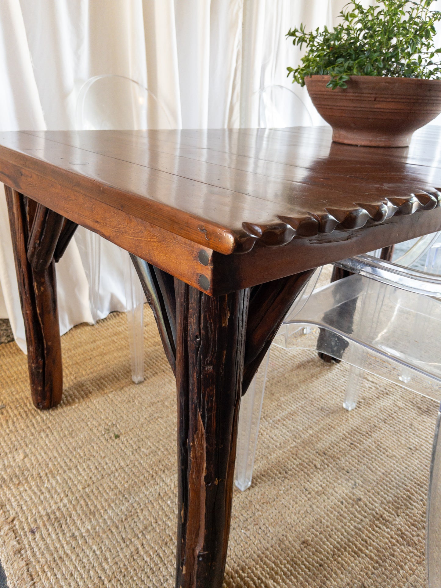 OOAK brutalist wood dining set