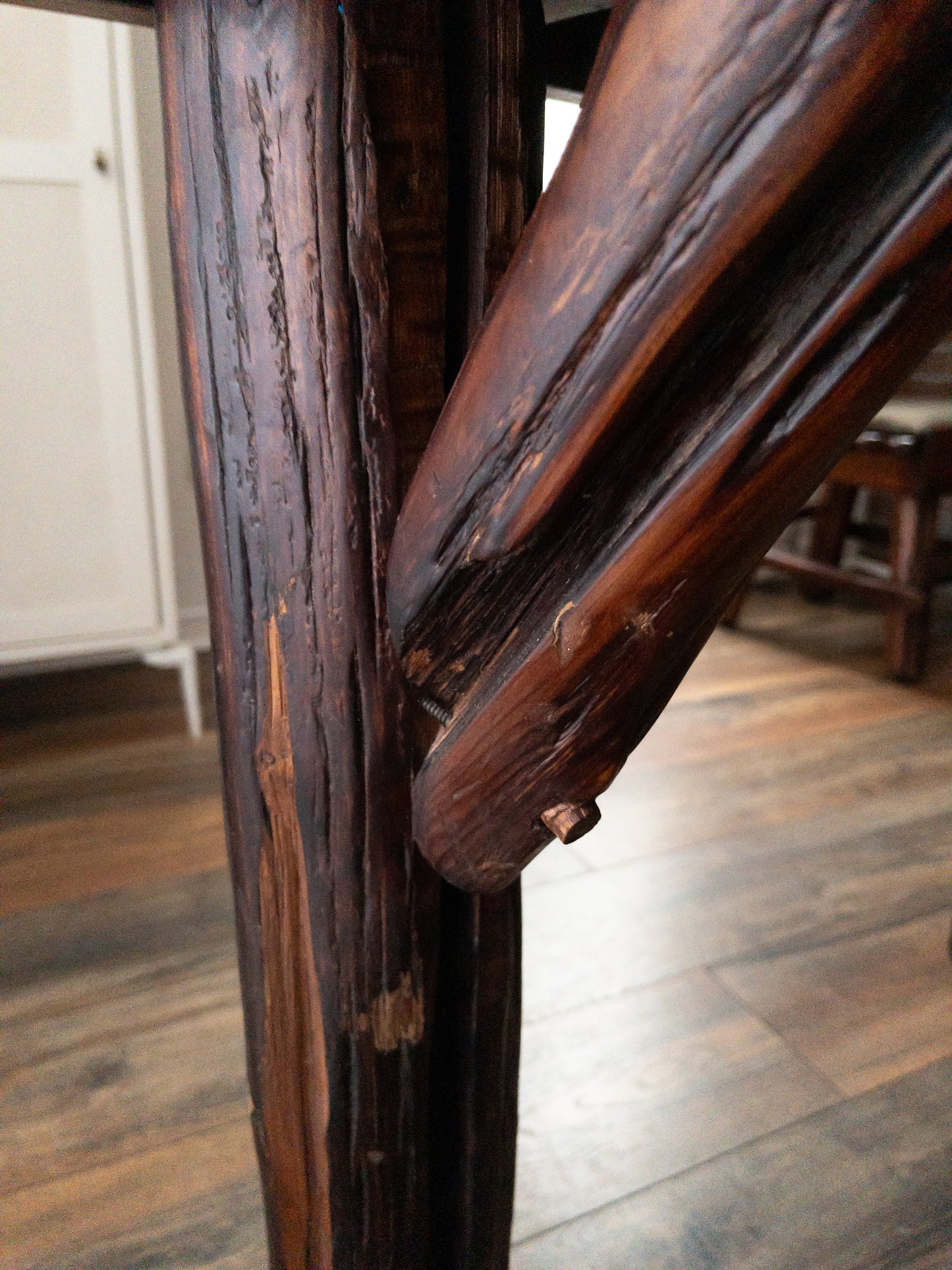 OOAK brutalist wood dining set