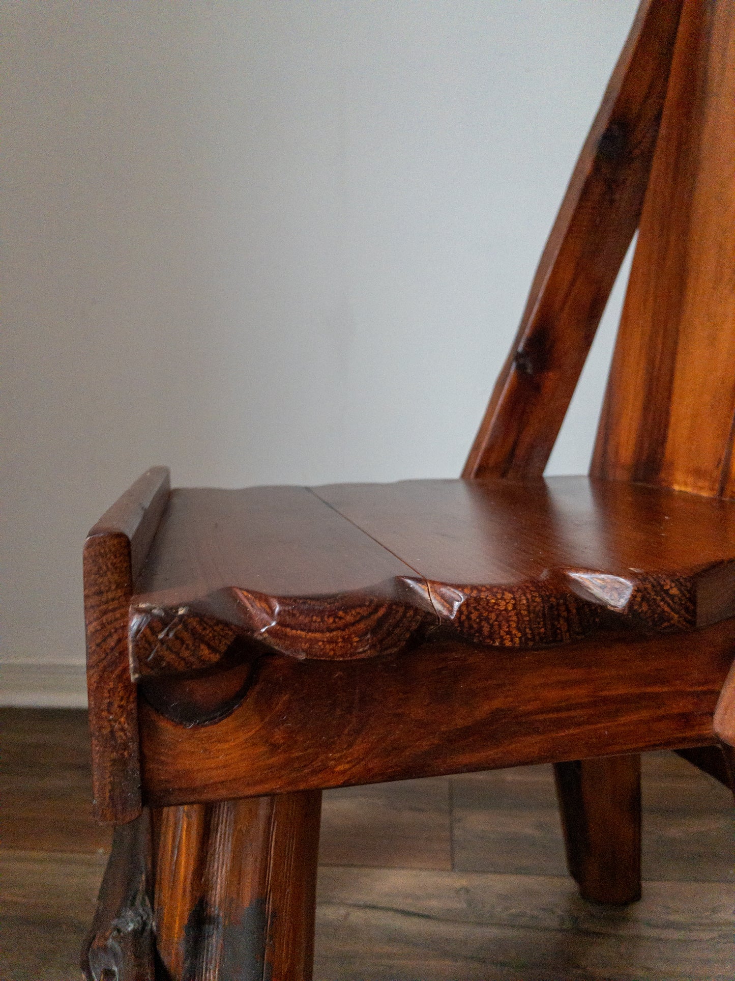 OOAK brutalist wood dining set