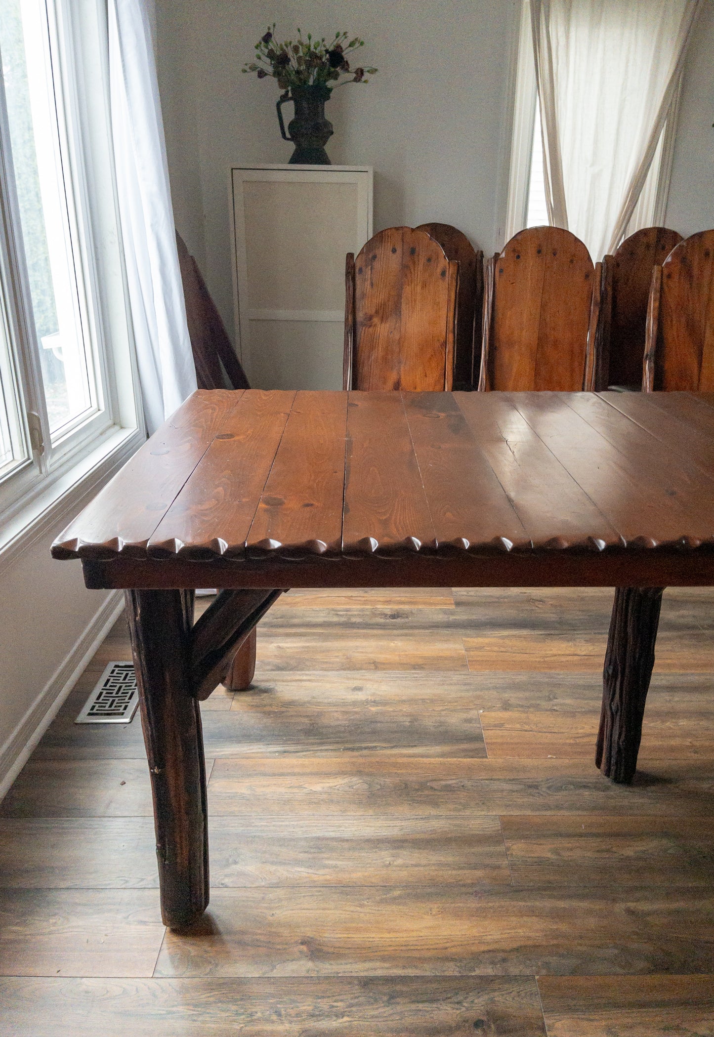 OOAK brutalist wood dining set