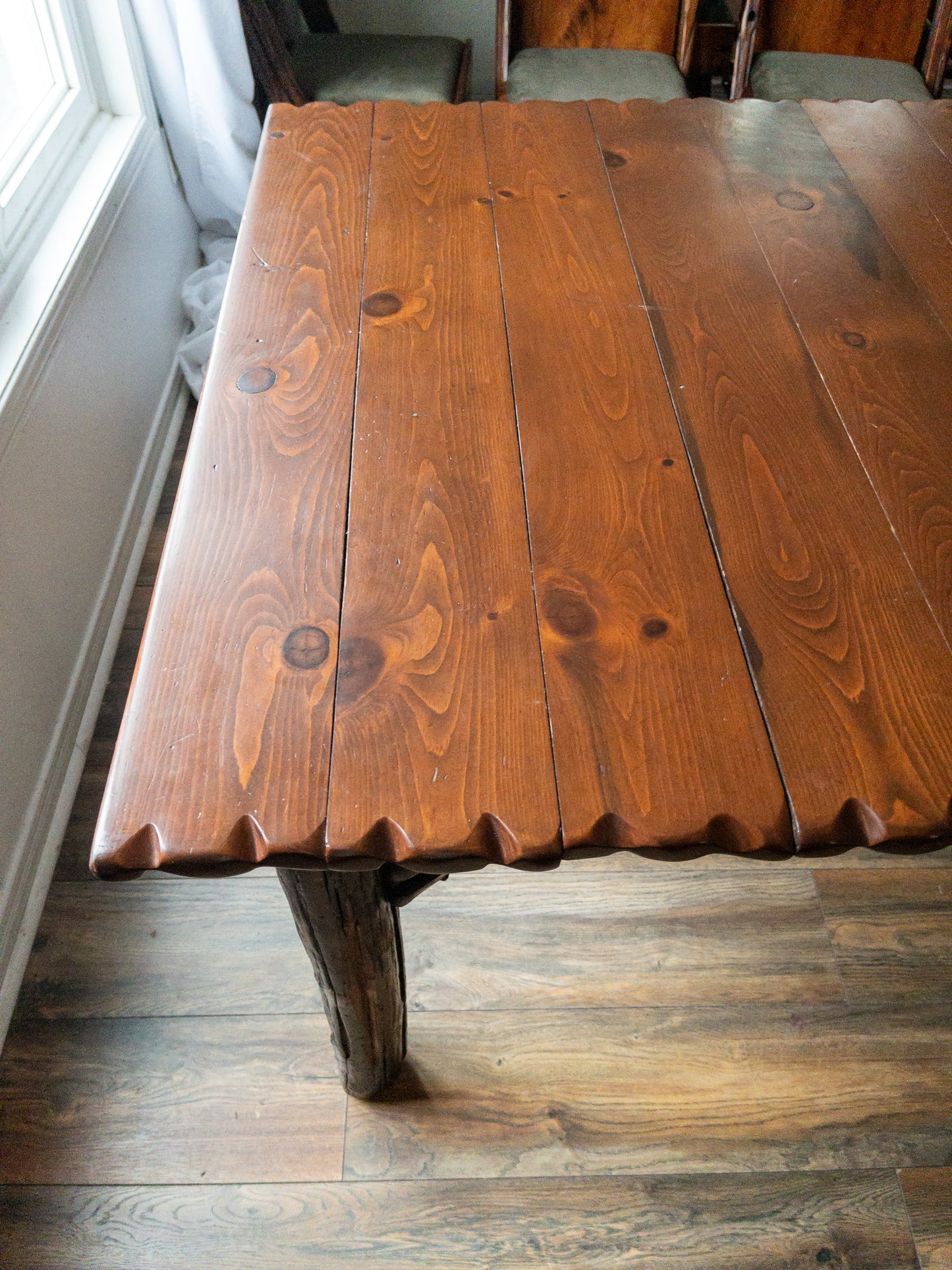 OOAK brutalist wood dining set