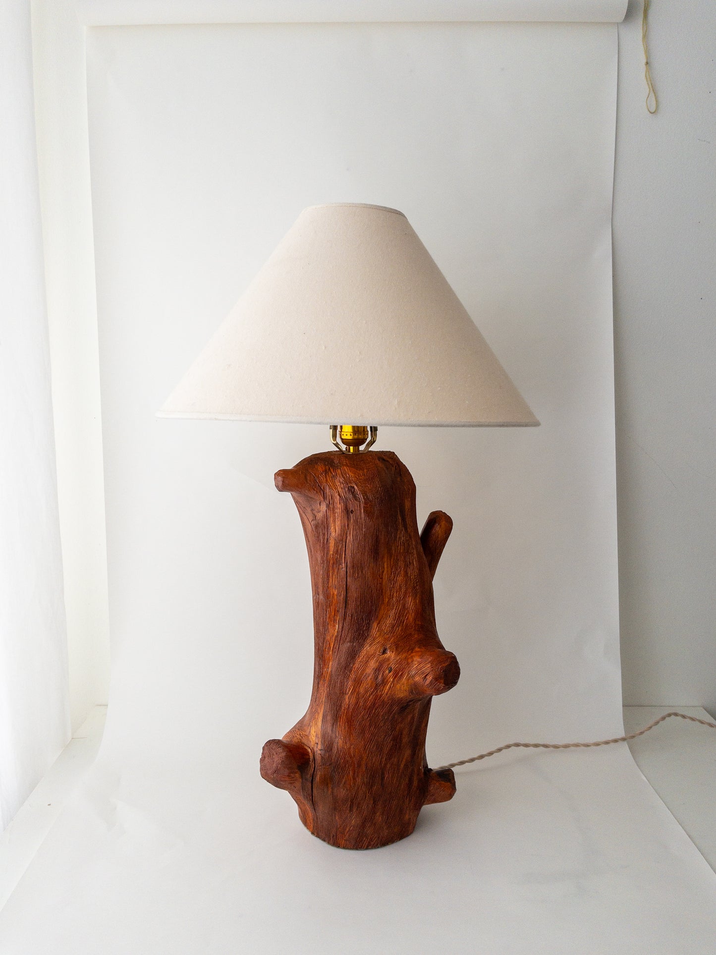Large wood log lamp
