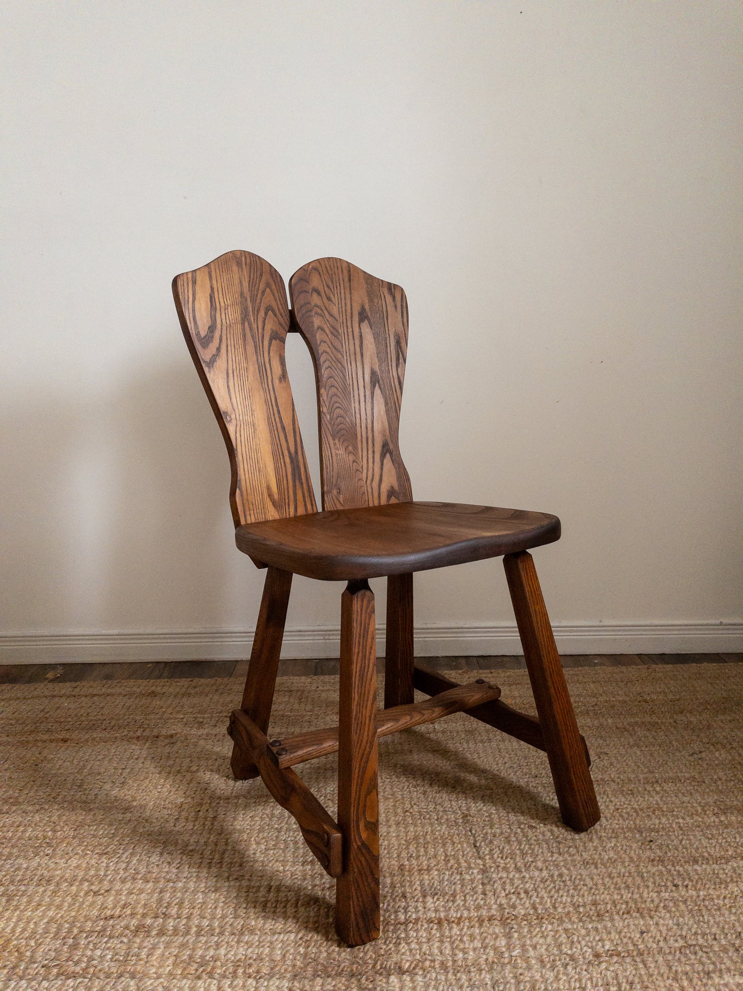 70s carved oak dining chairs