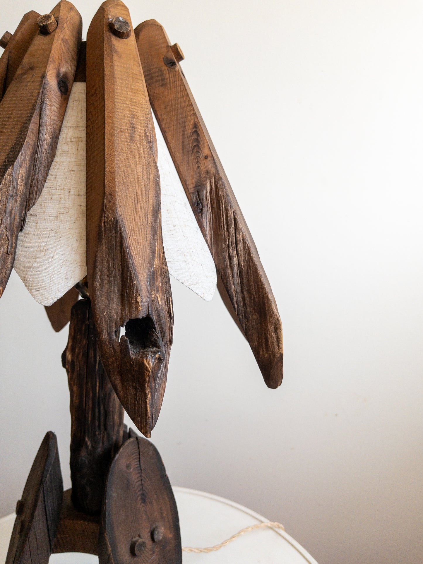 Folk art cedar lamps