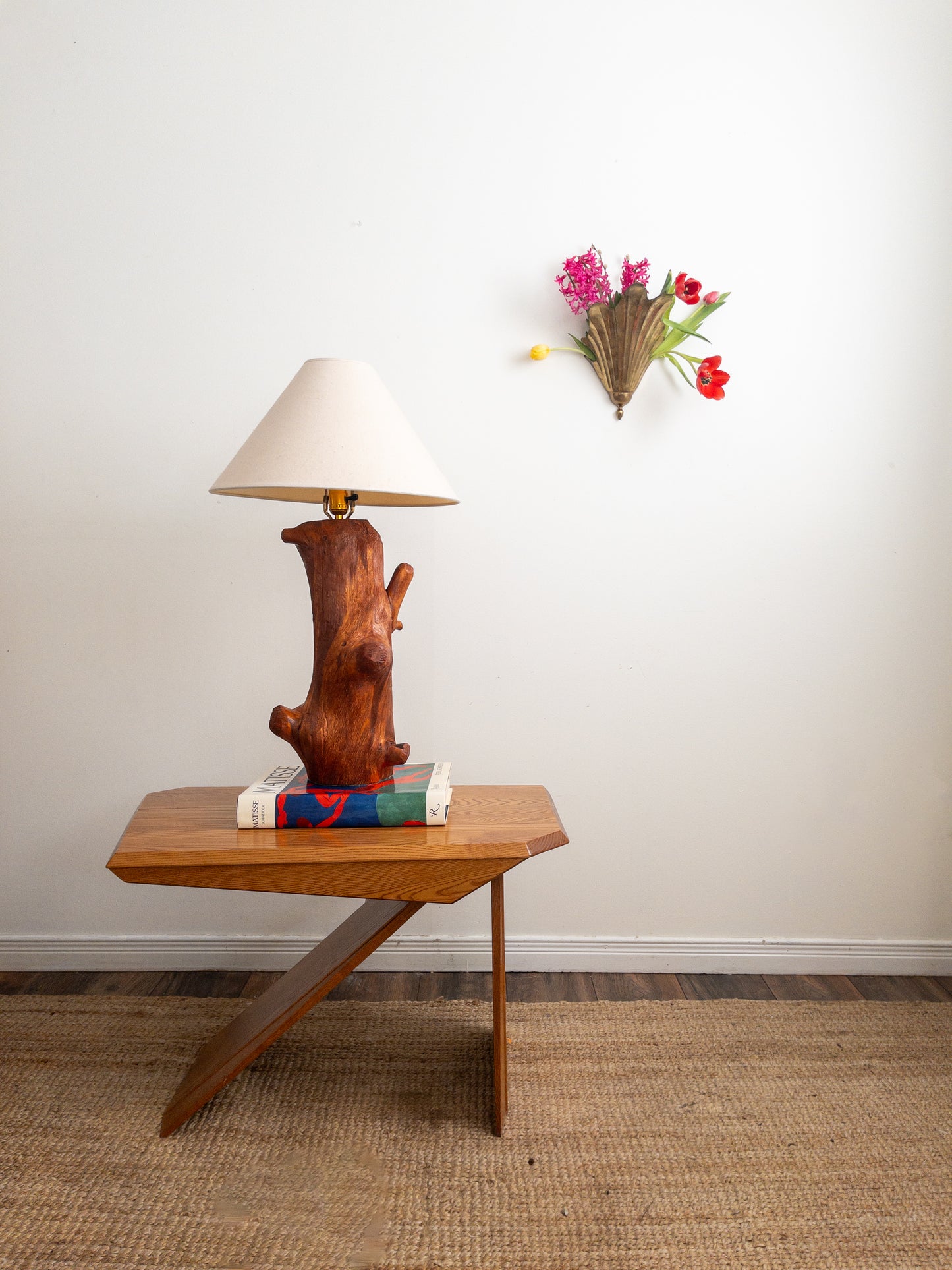 Large wood log lamp
