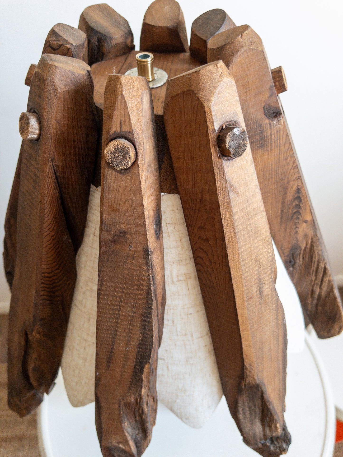 Folk art cedar lamps