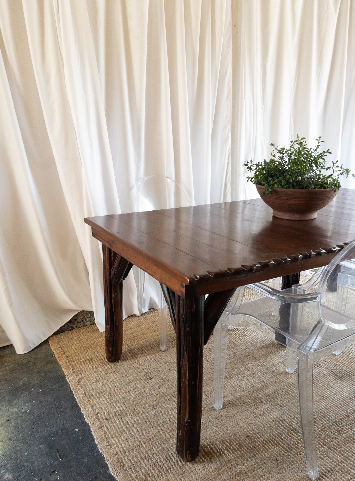 OOAK brutalist wood dining set