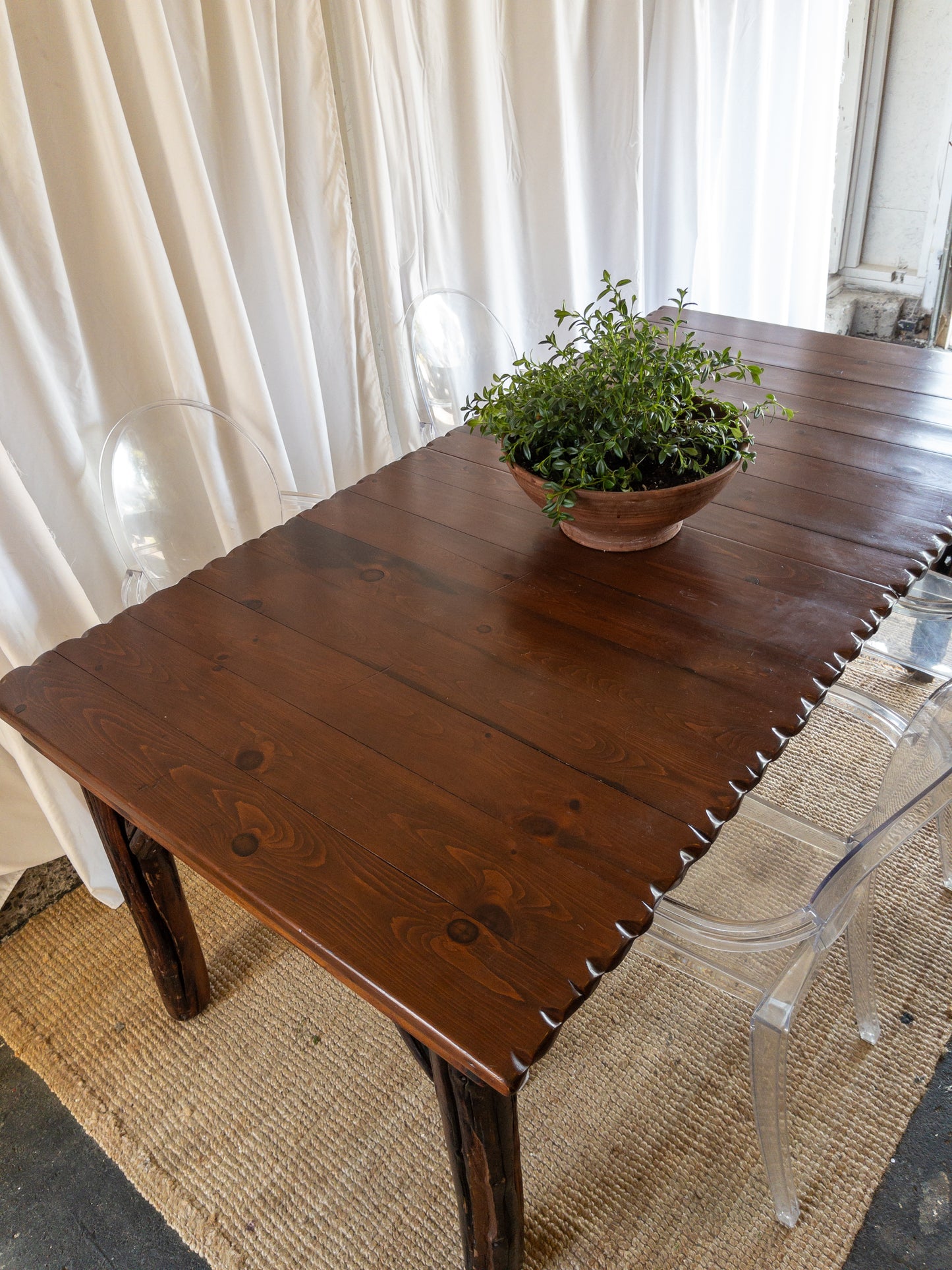 OOAK brutalist wood dining set