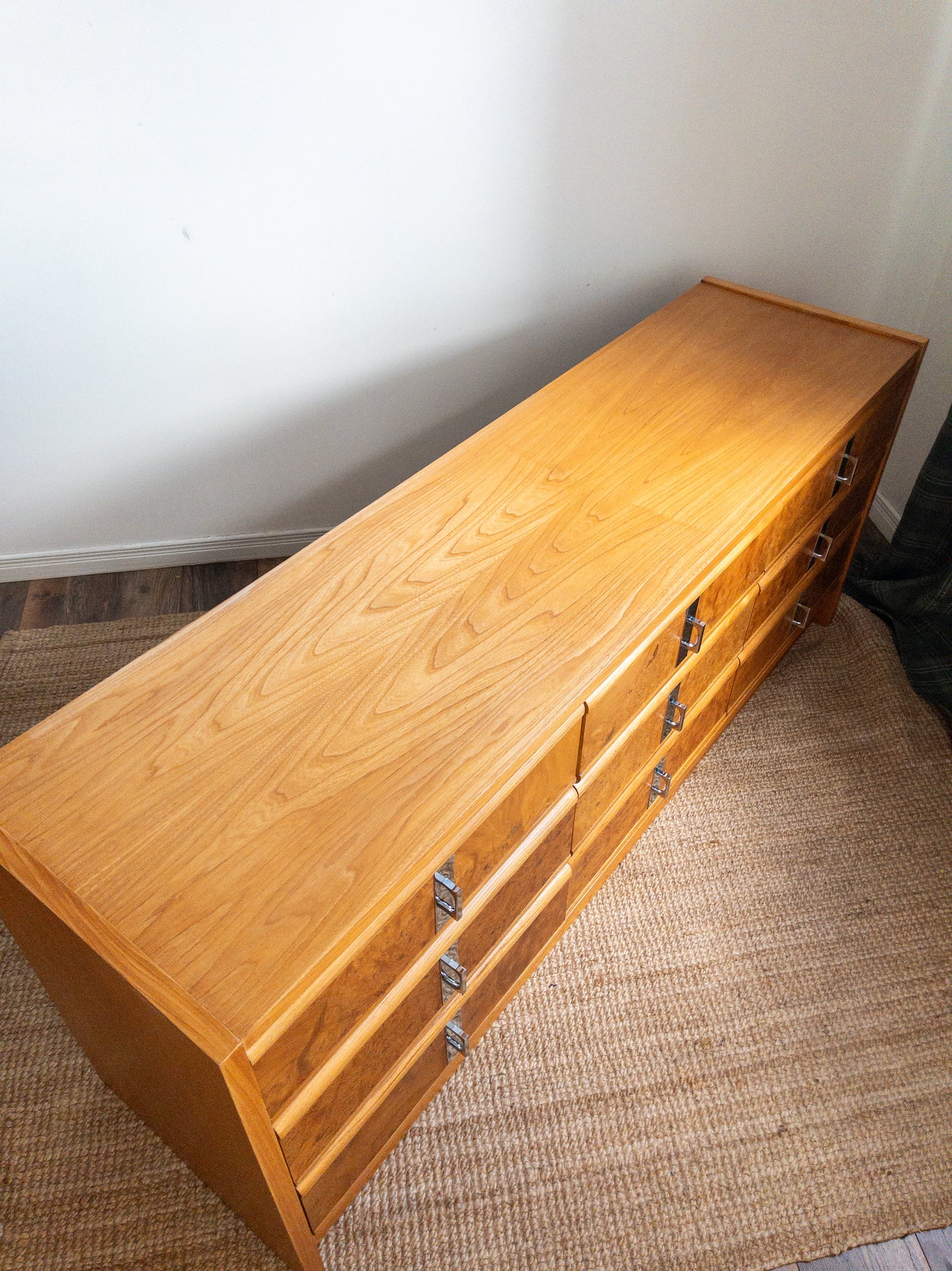 60s burl wood dresser