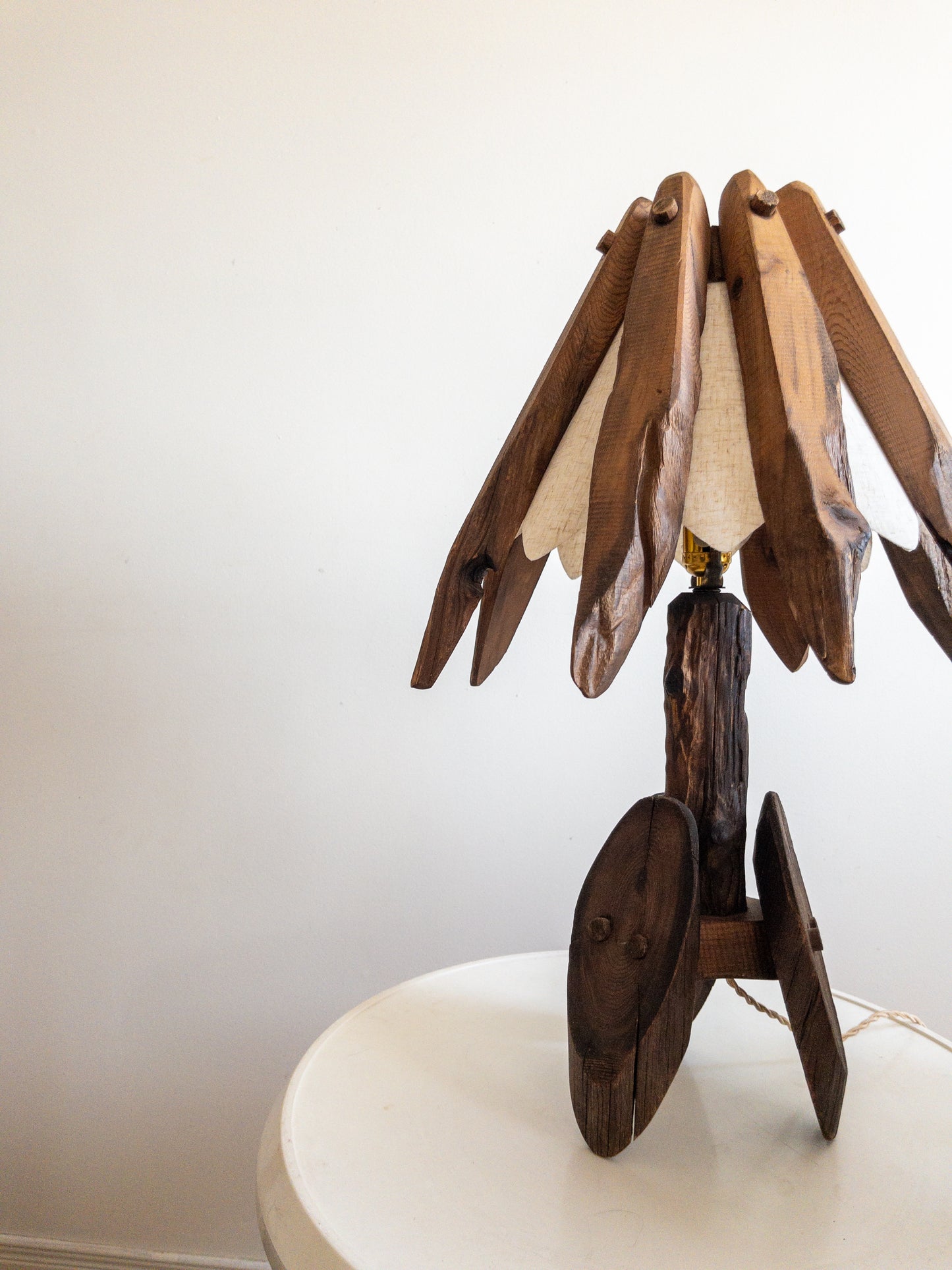 Folk art cedar lamps