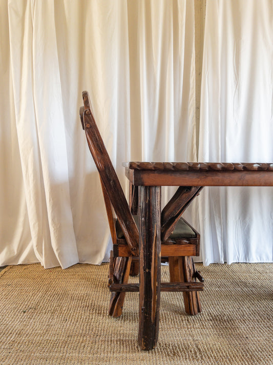 OOAK brutalist wood dining set