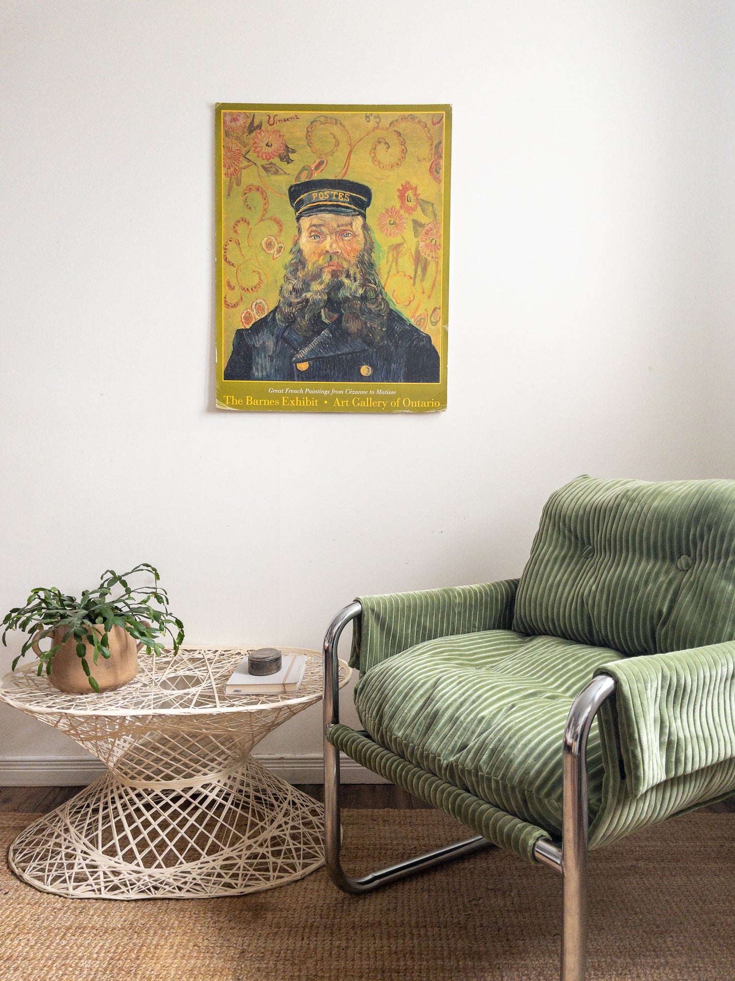 Corduroy chrome sling back chair