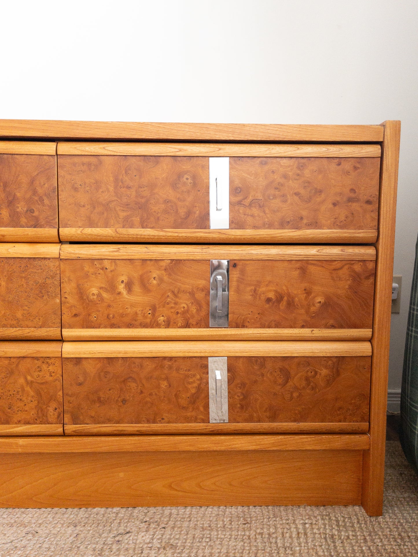 60s burl wood dresser