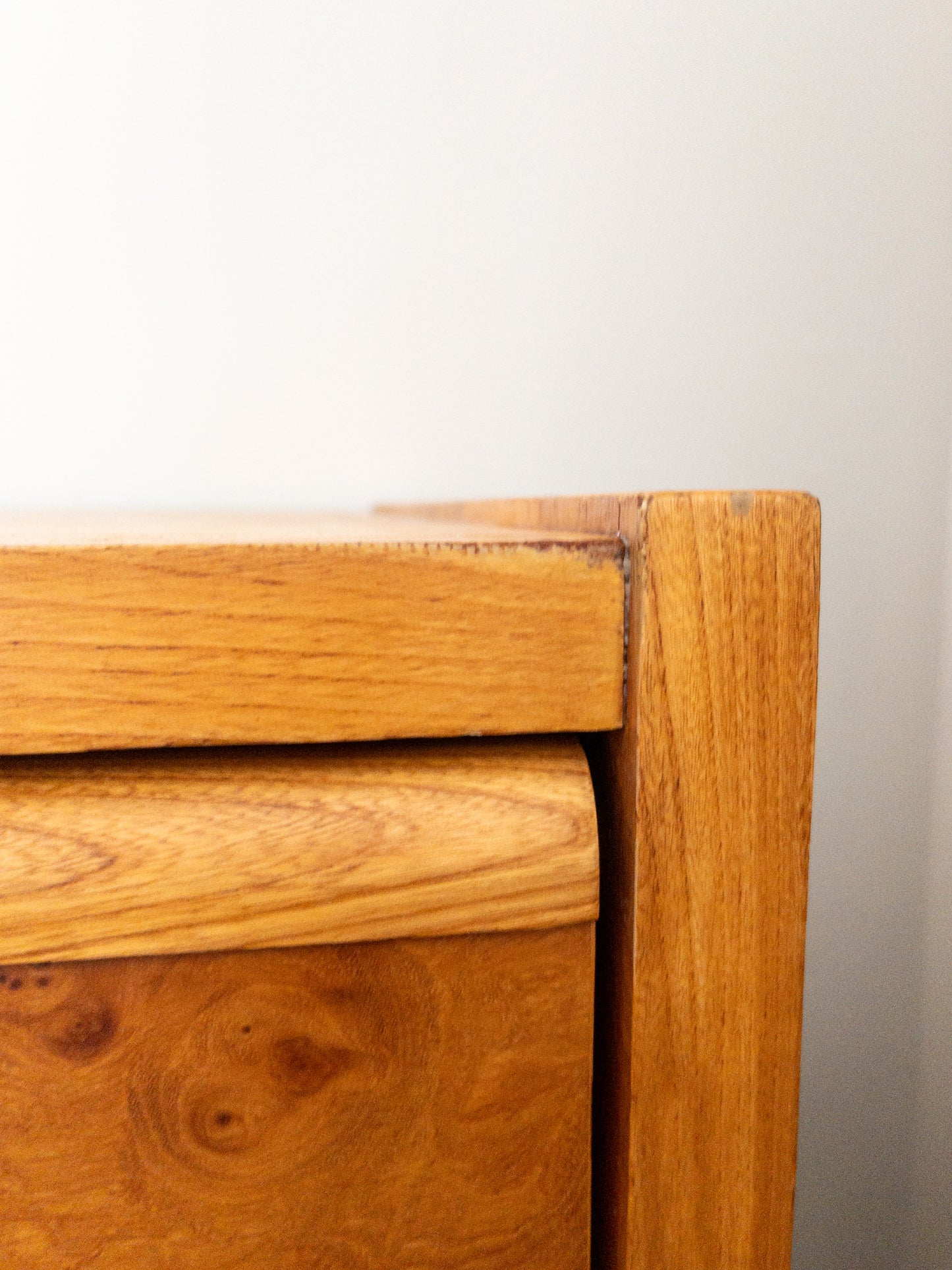 60s burl wood dresser