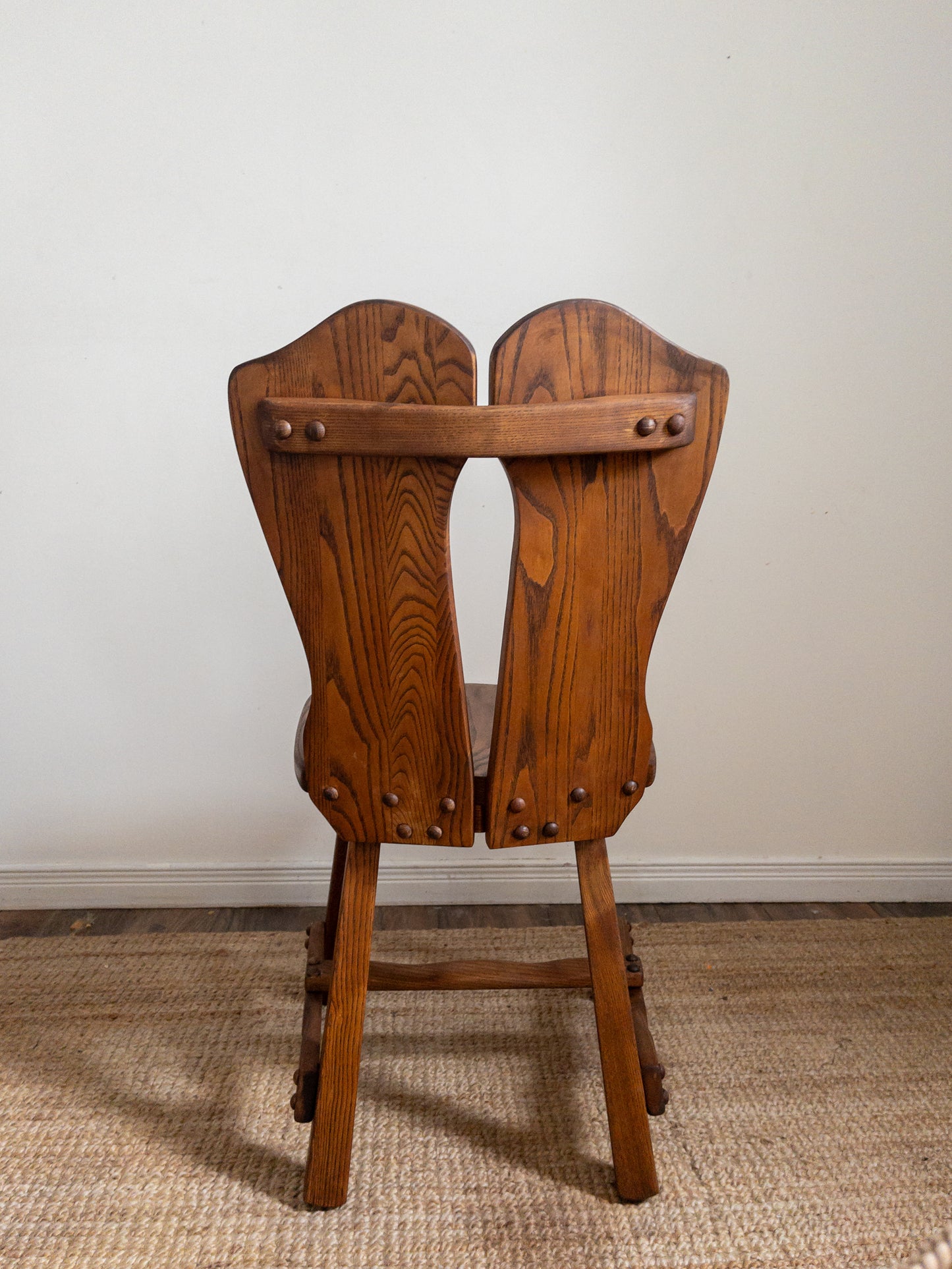70s carved oak dining chairs