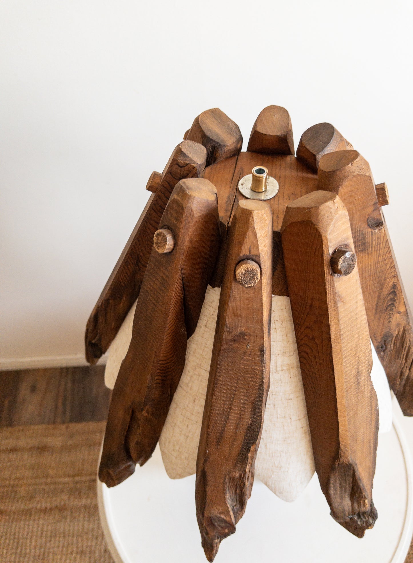Folk art cedar lamps