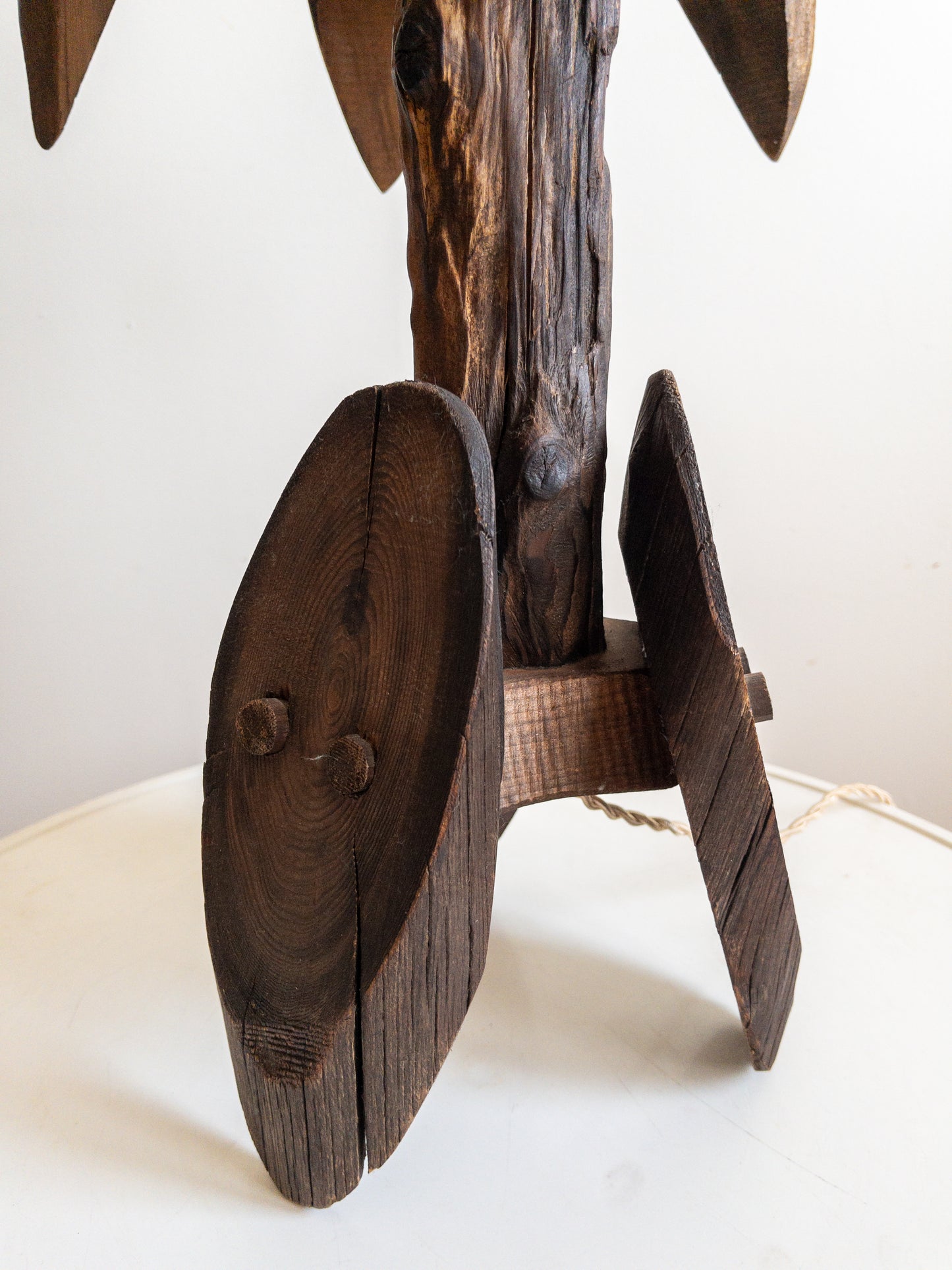 Folk art cedar lamps