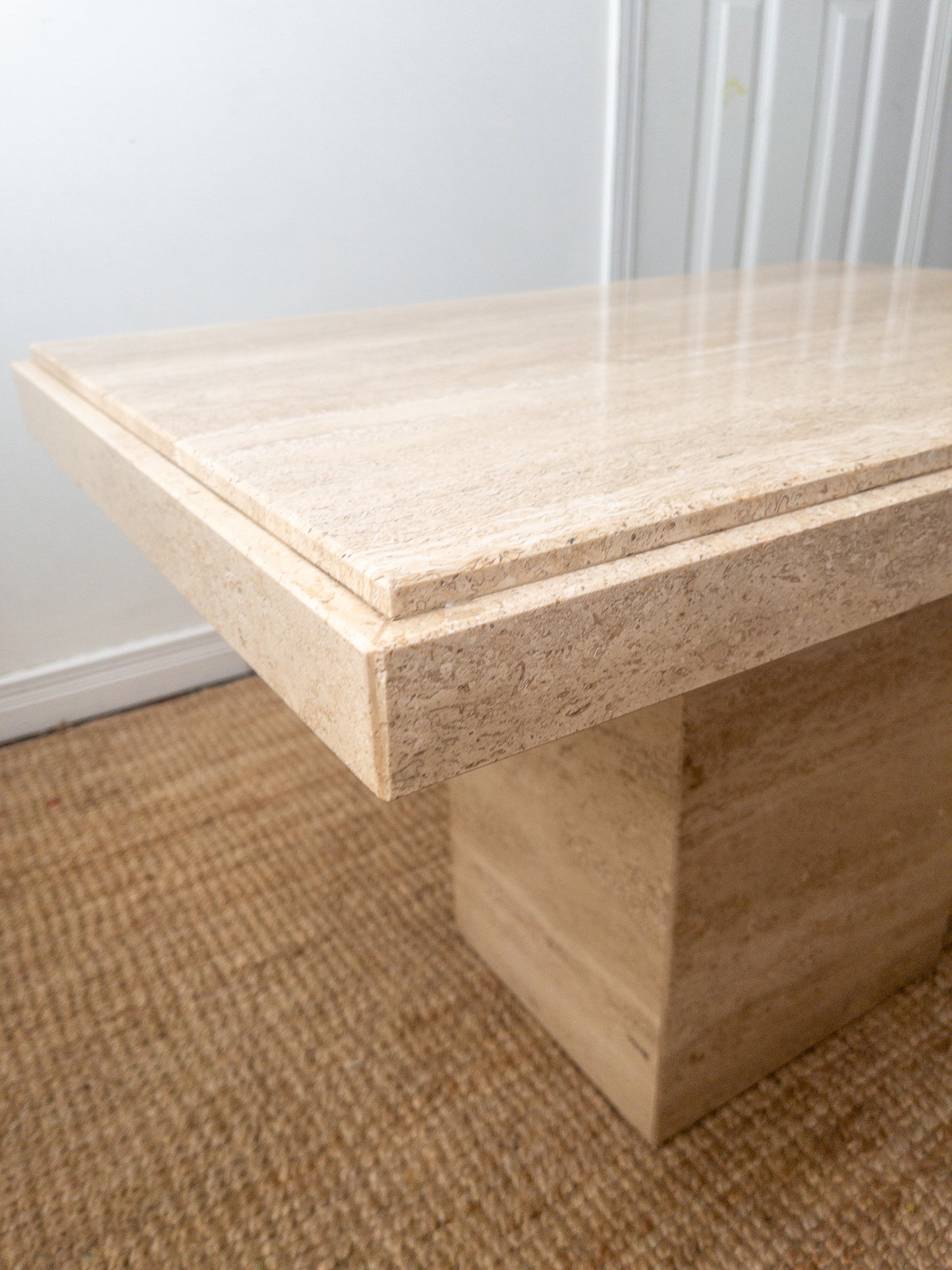 Travertine side table