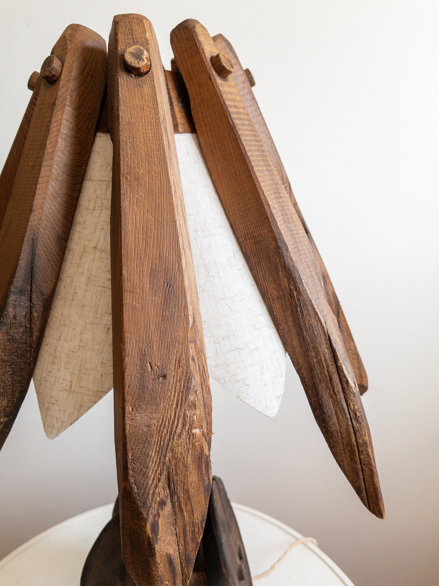 Folk art cedar lamps