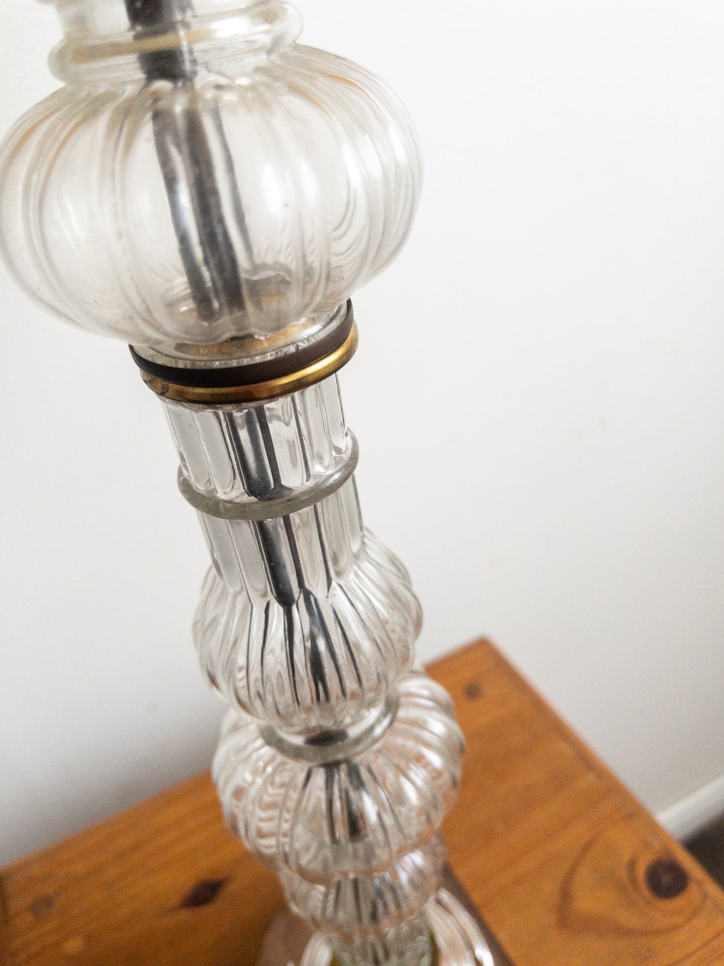Fluted French glass lamp