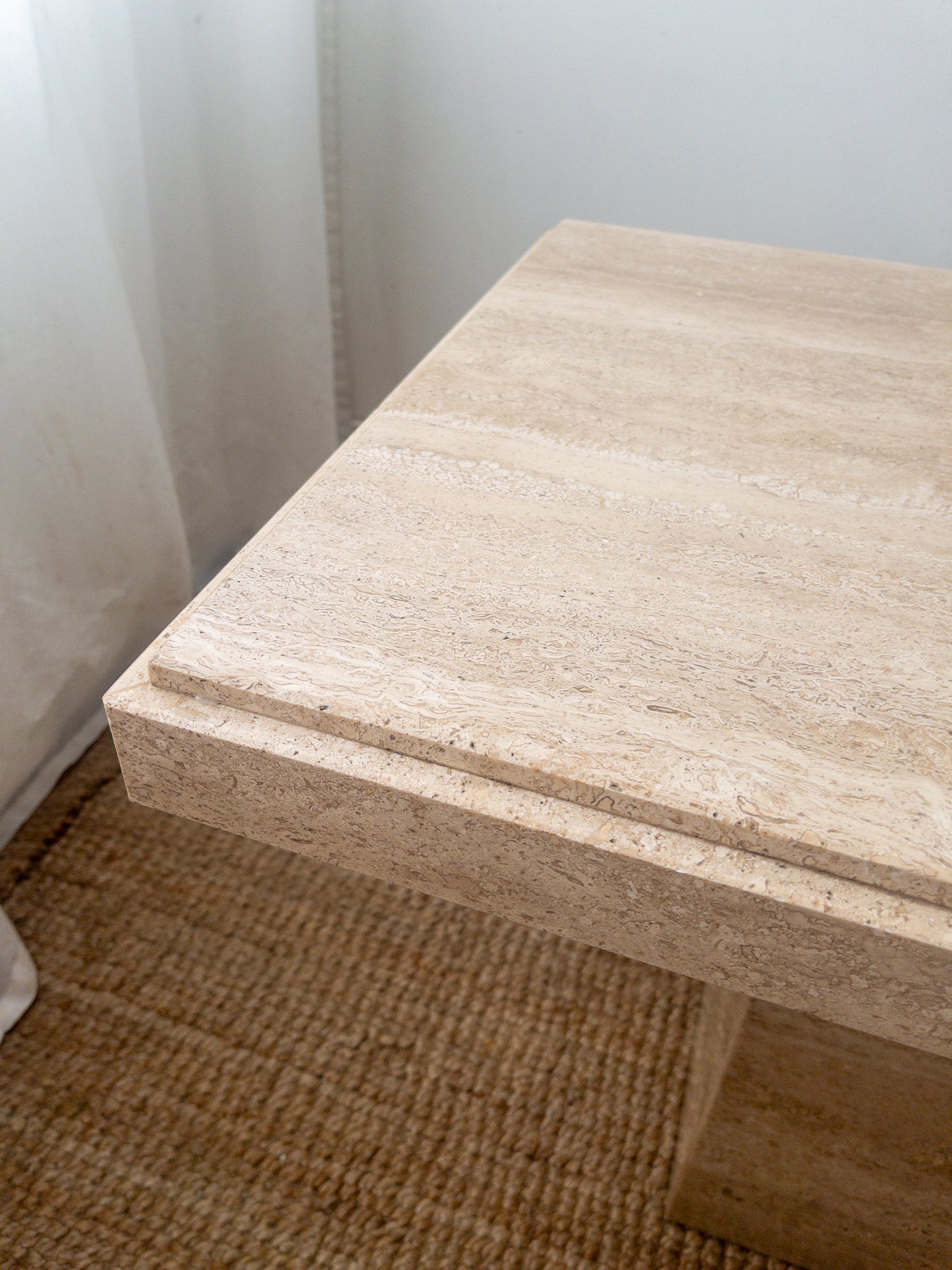 Travertine side table