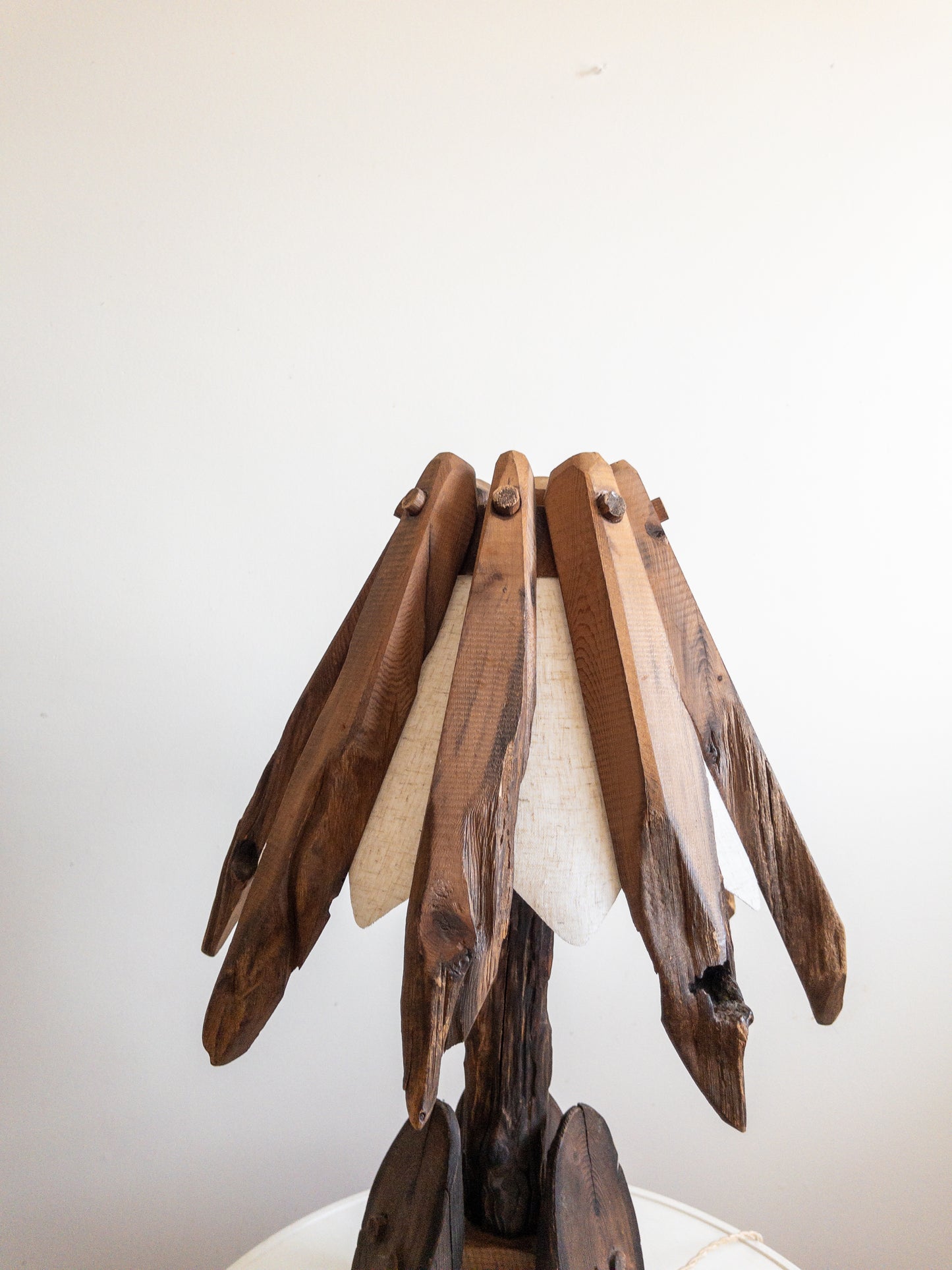 Folk art cedar lamps