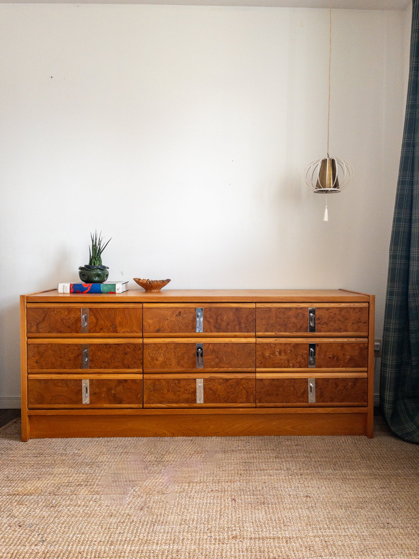 60s burl wood dresser