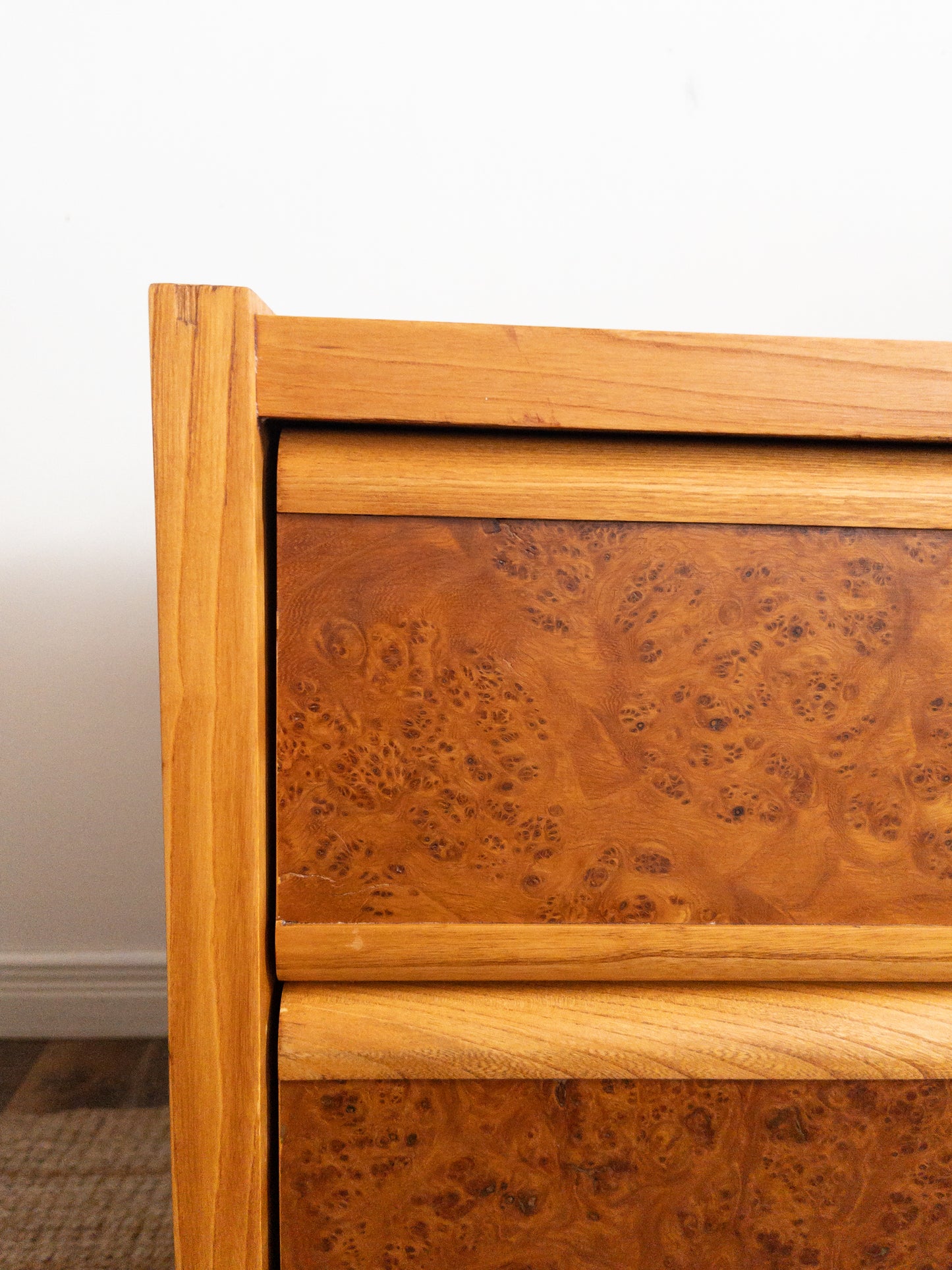 60s Burl wood bedside tables