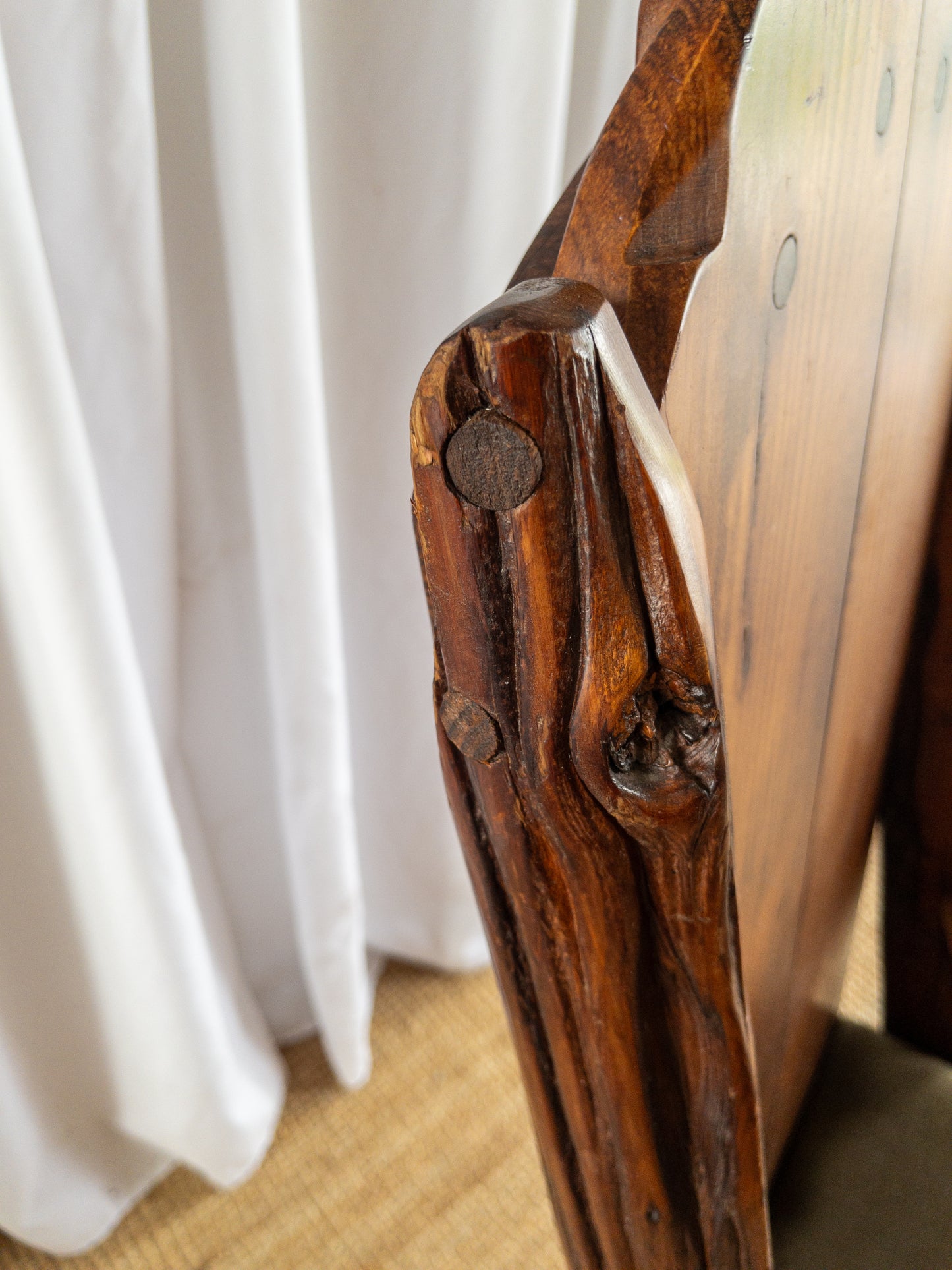 OOAK brutalist wood dining set