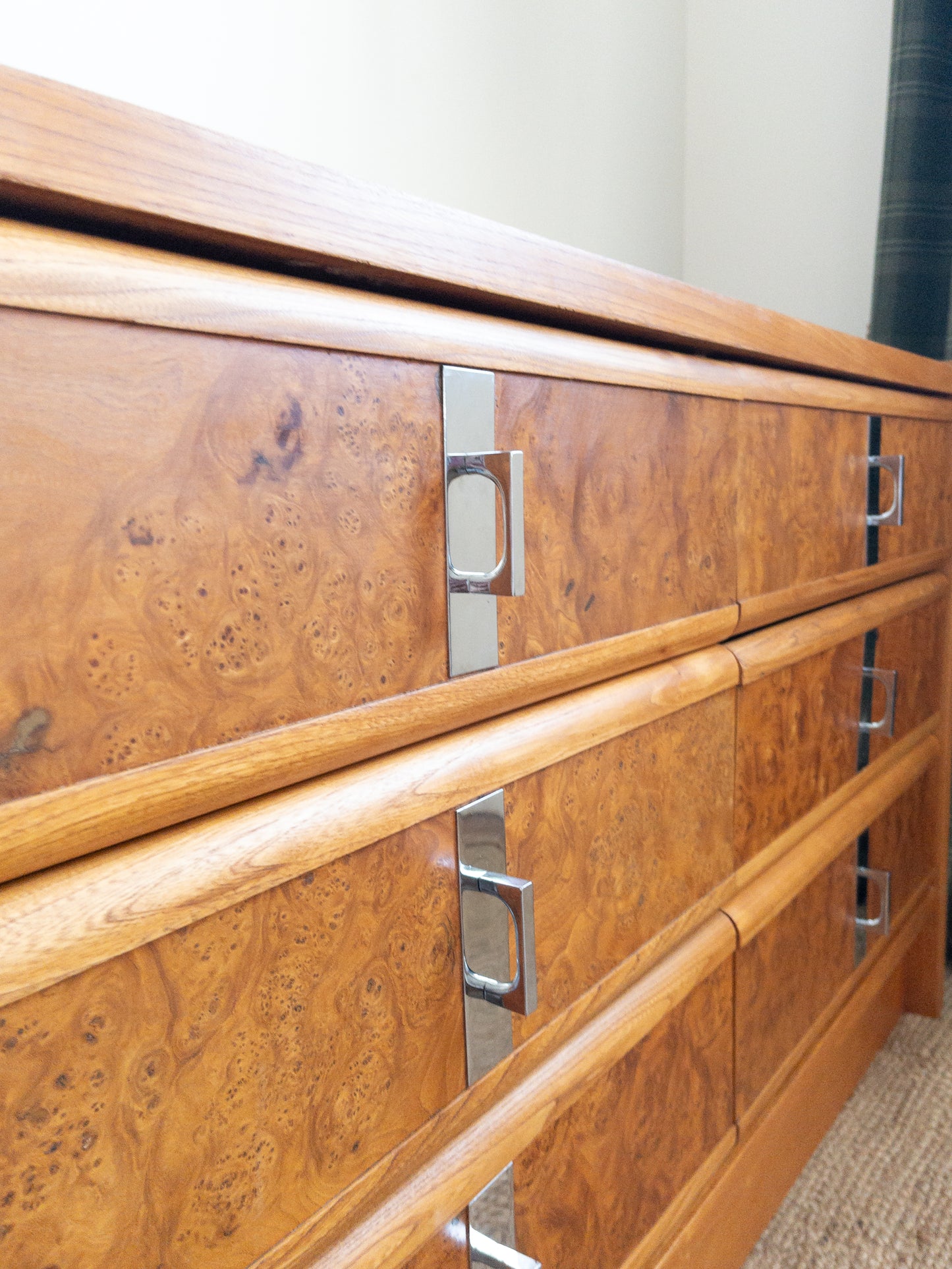 60s burl wood dresser