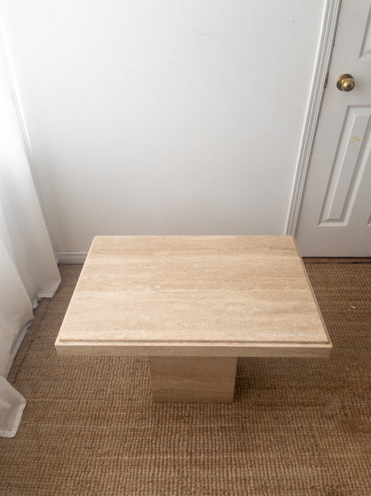 Travertine side table