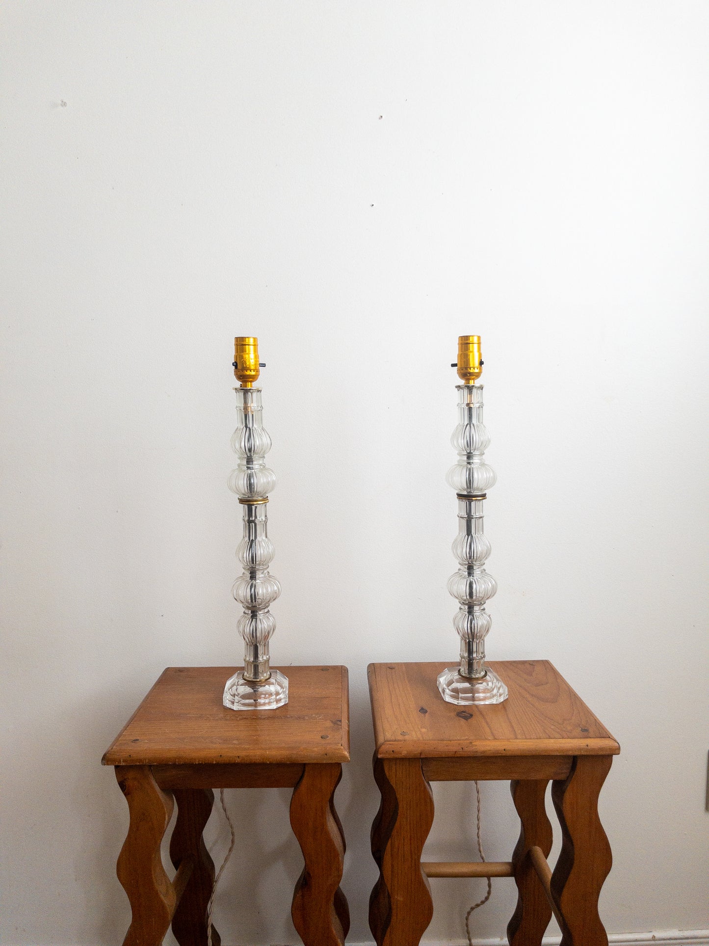 Fluted French glass lamp
