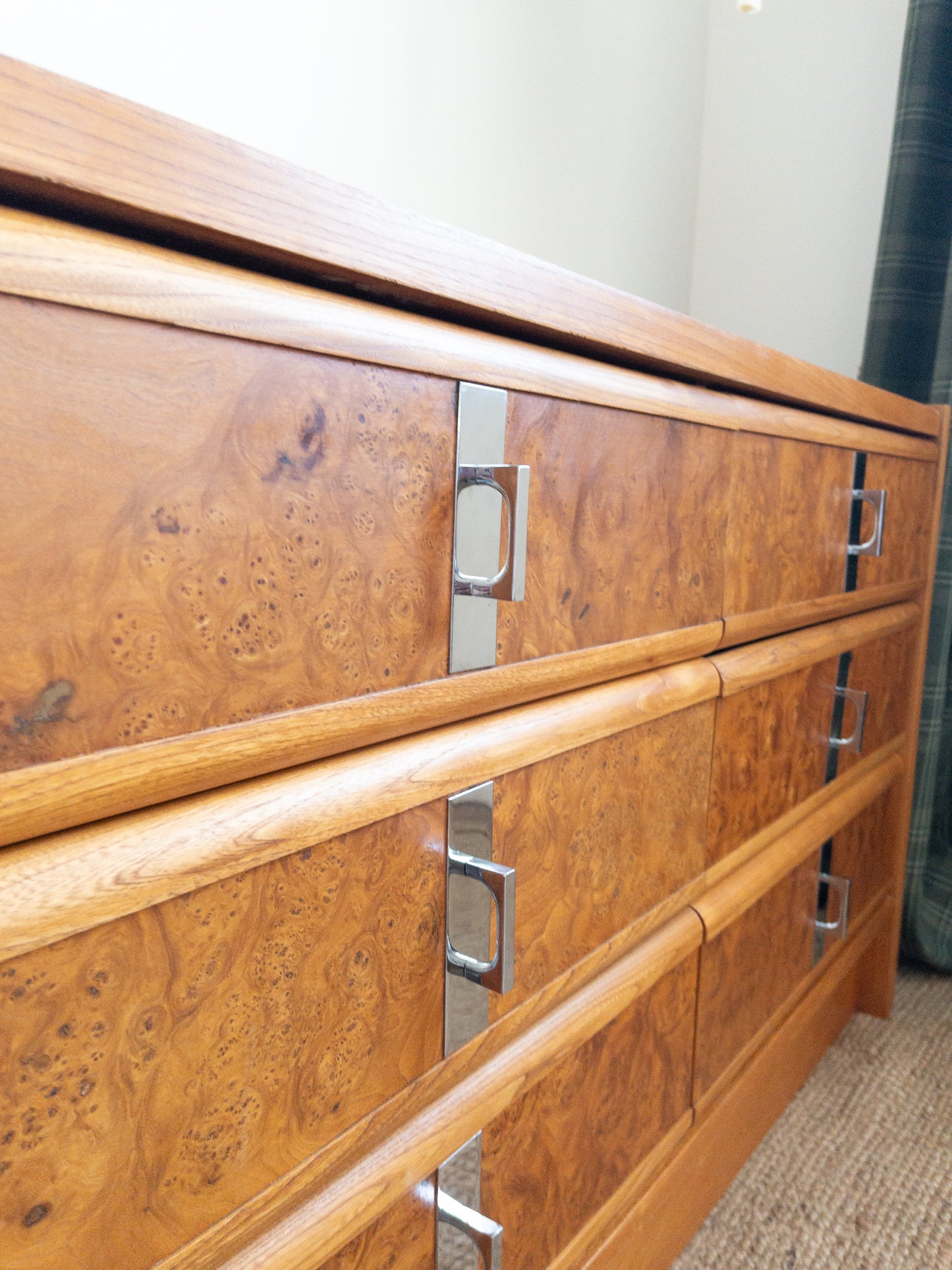 60s burl wood dresser