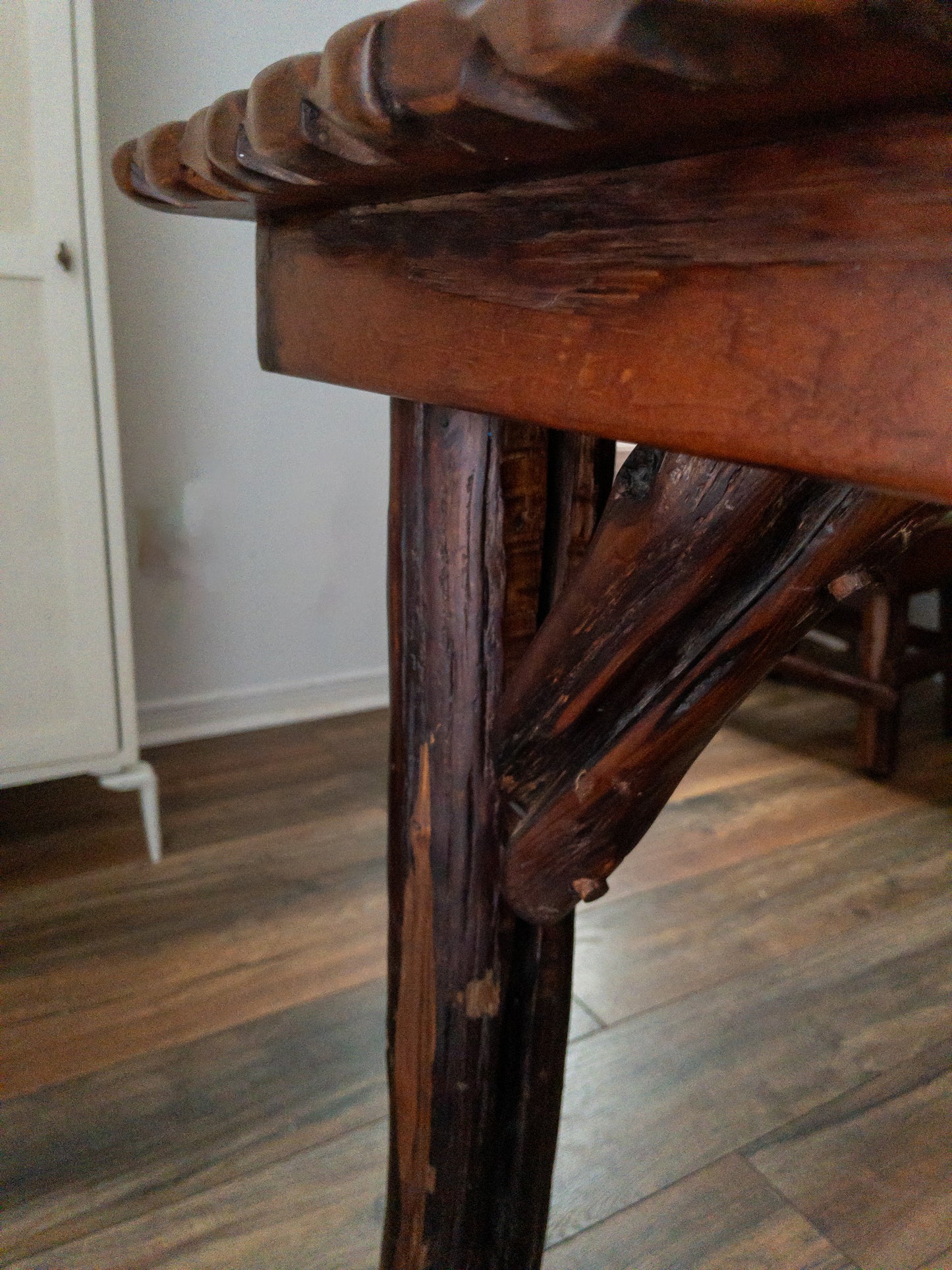 OOAK brutalist wood dining set