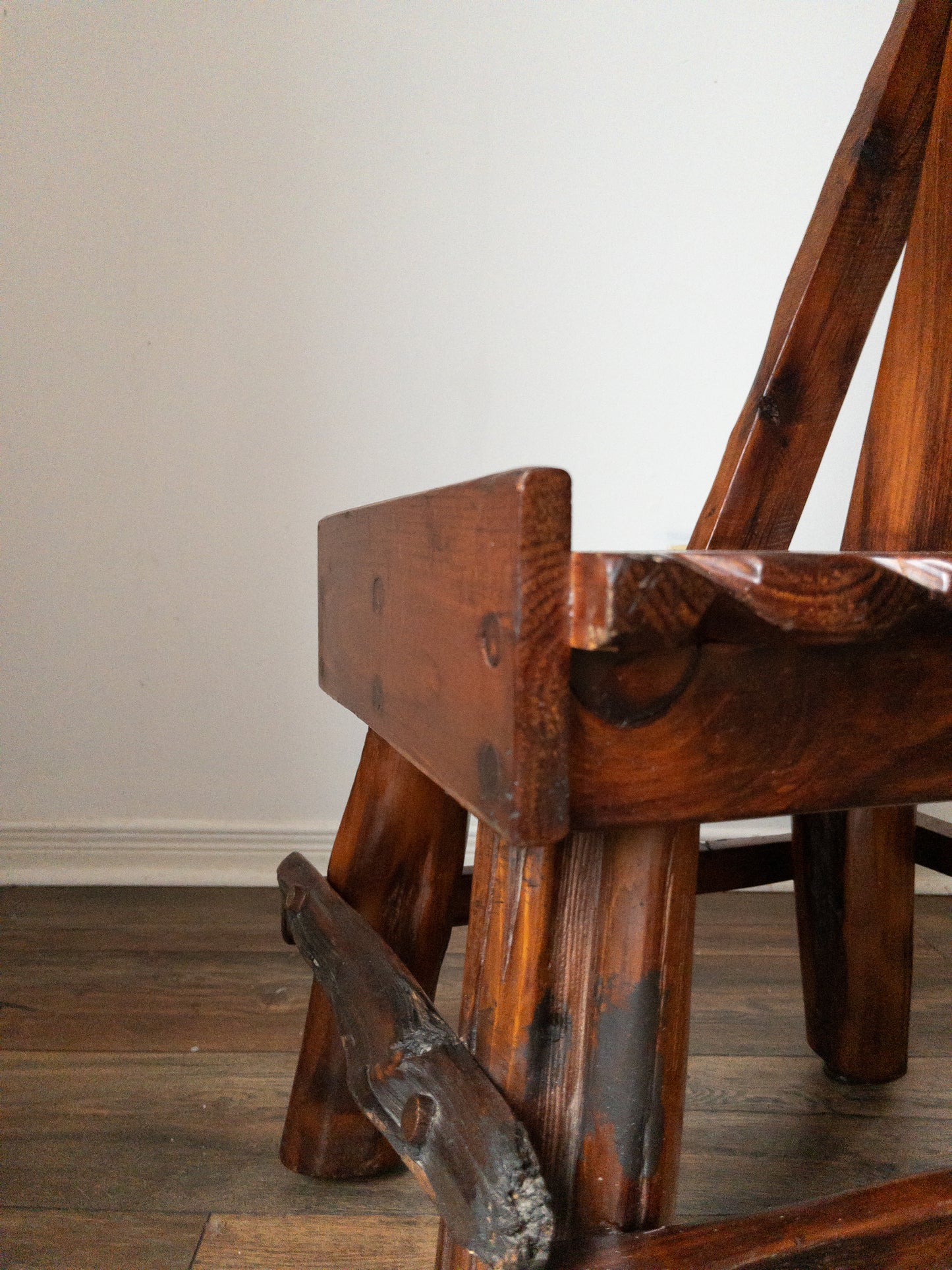 OOAK brutalist wood dining set
