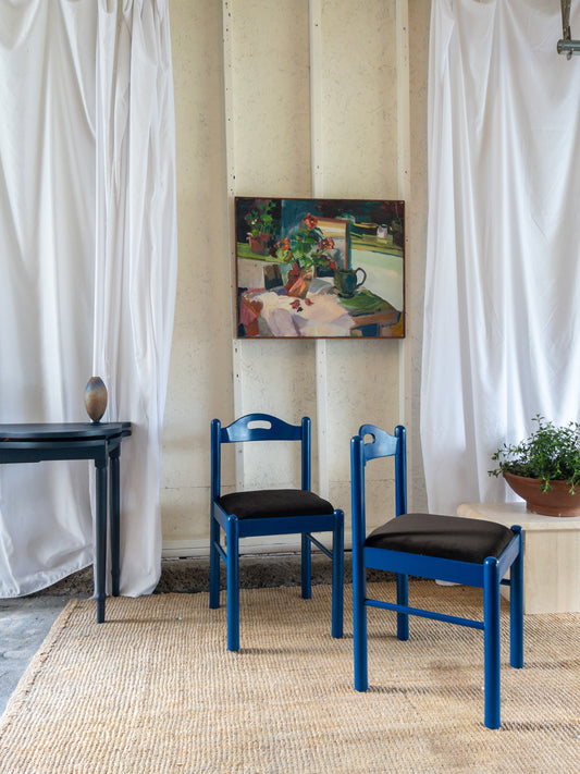 Electric blue dining chairs